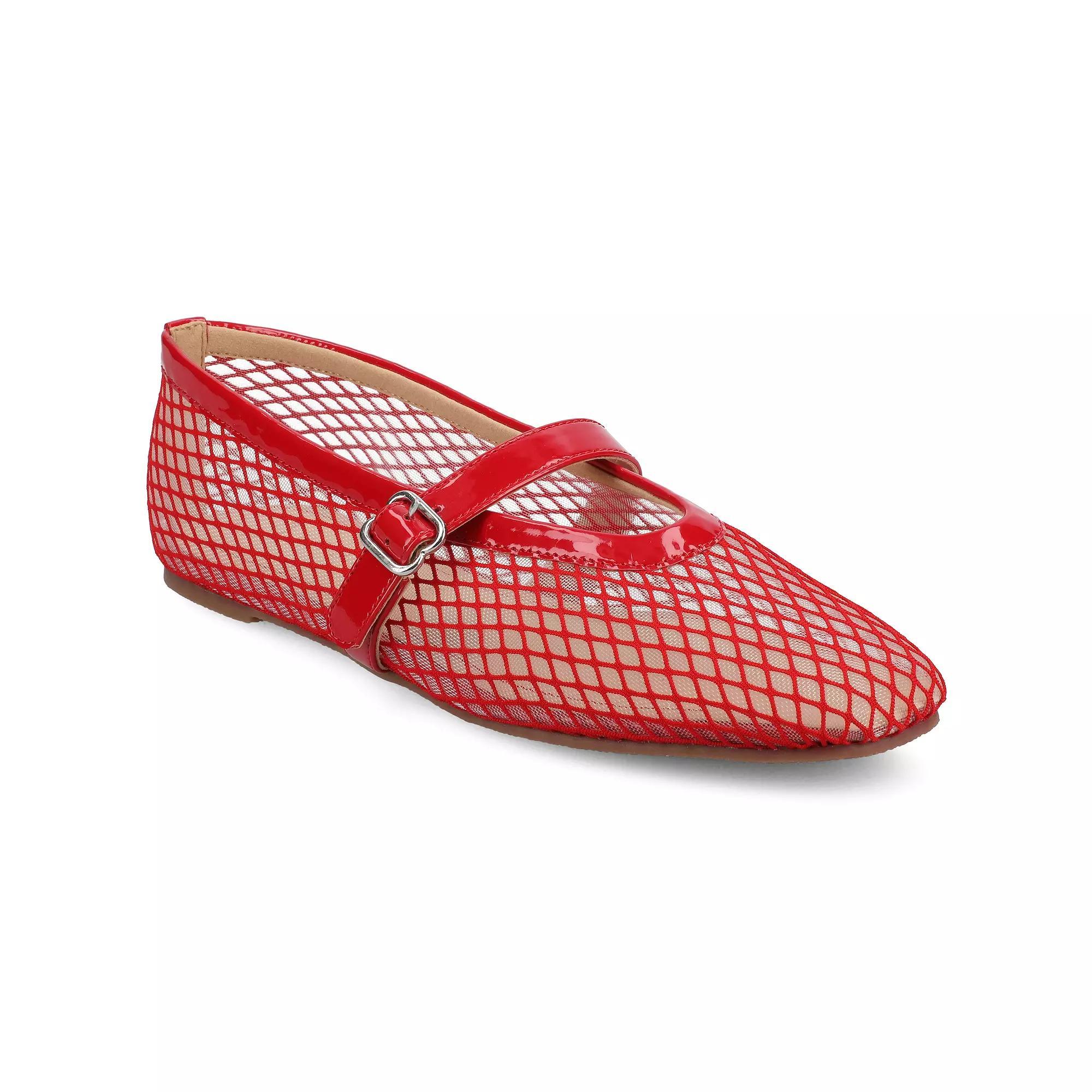 Journee Casha Women's Mesh Slip-On Square Toe Flats, Size: 8.5, Red Product Image