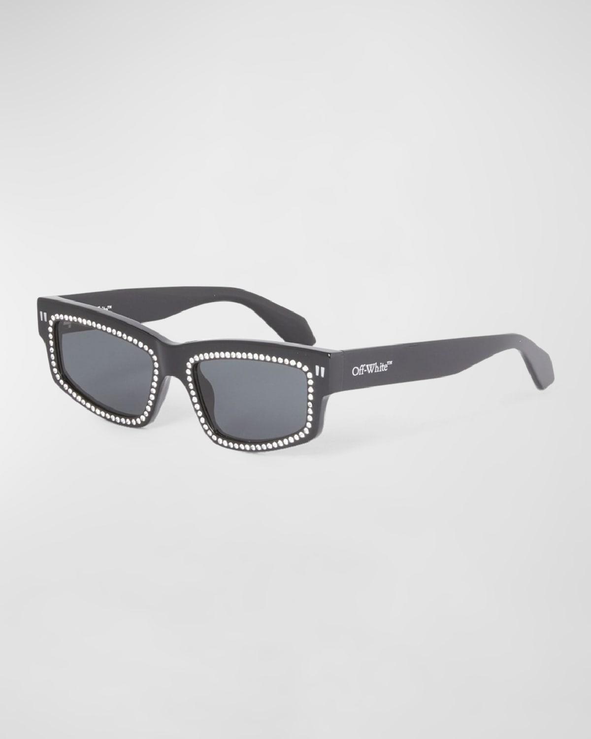Mens Miramar Acetate and Crystal Rectangle Sunglasses Product Image