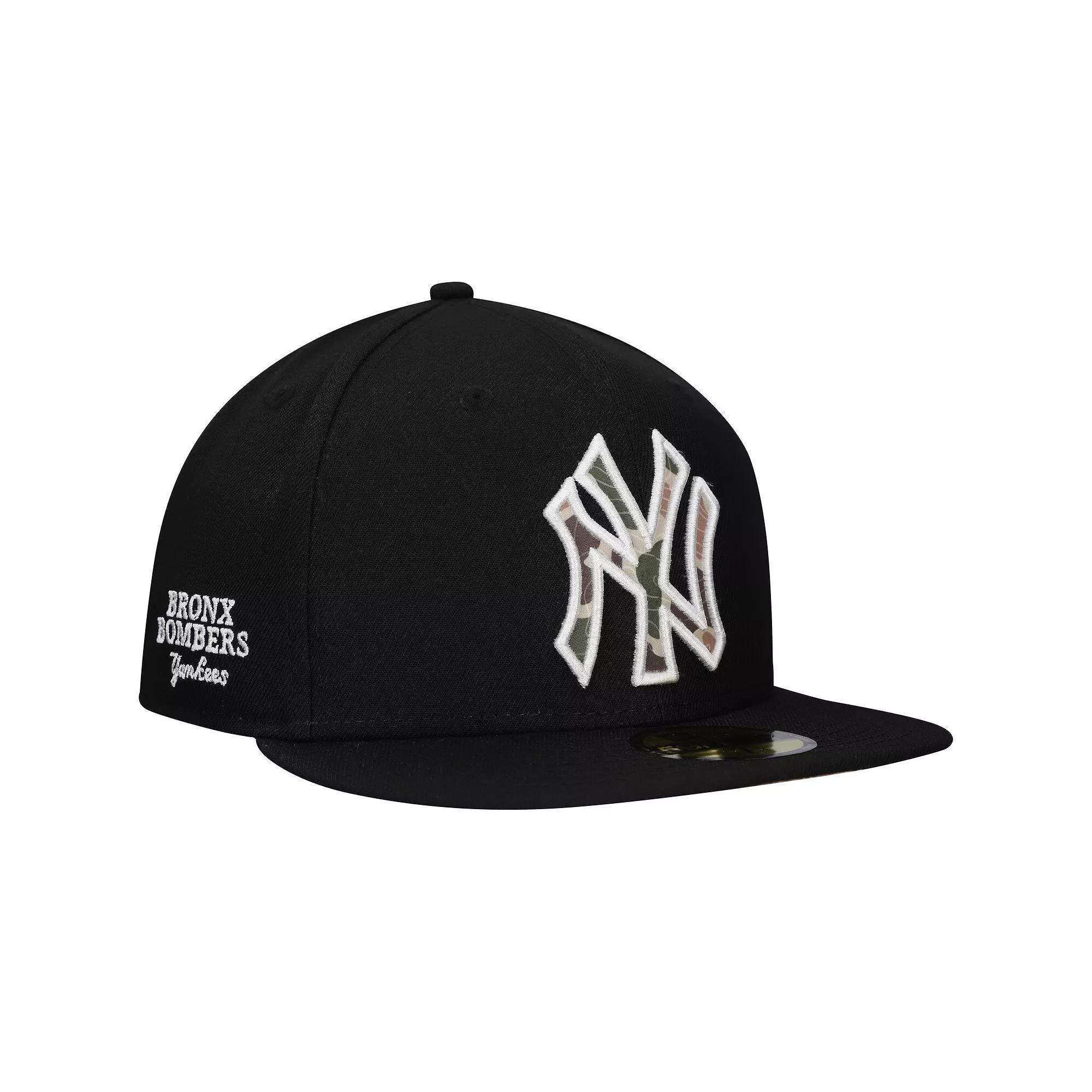 Men's New Era Black New York Yankees Troop Chant Camo Undervisor 59FIFTY Fitted Hat, Size: 7 7/8 Product Image