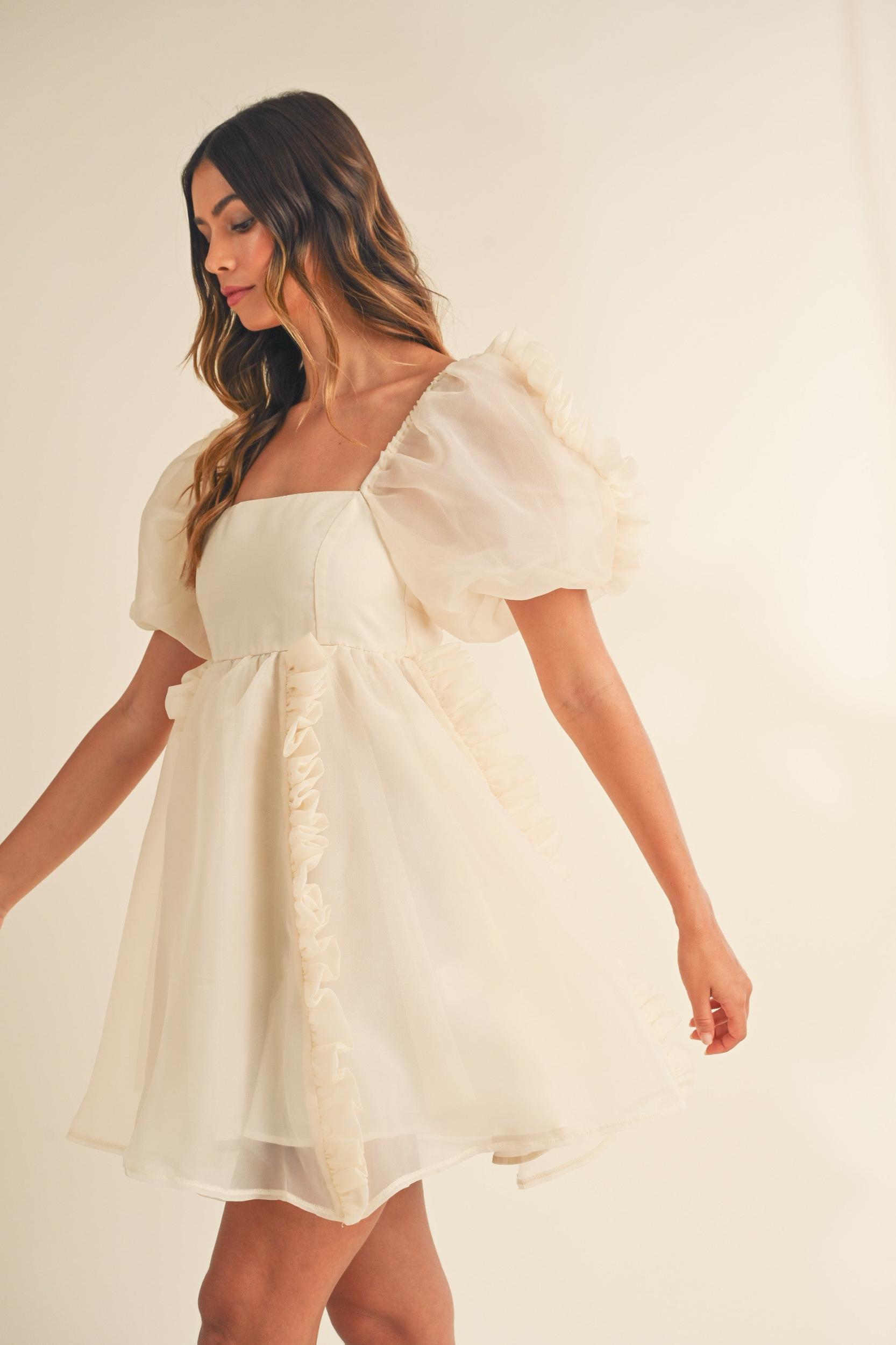 Organza Ruffle Mini Babydoll Dress Product Image