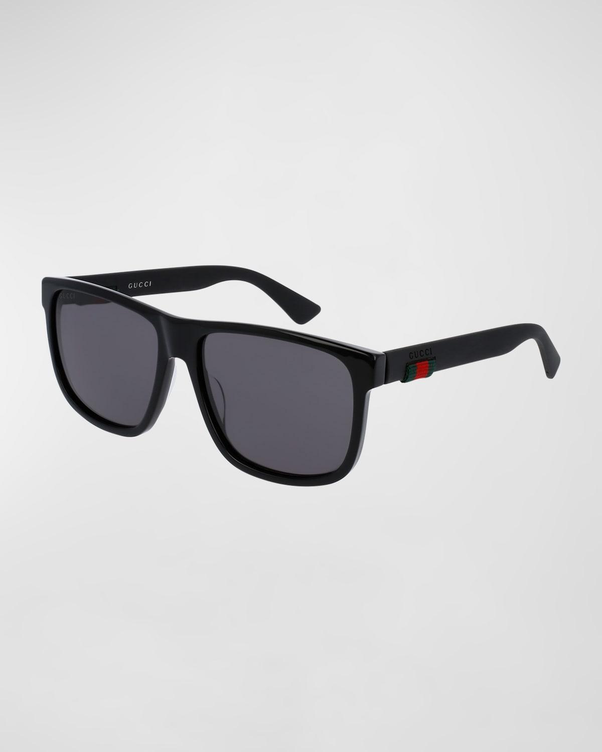 Square Acetate Sunglasses, Black Product Image