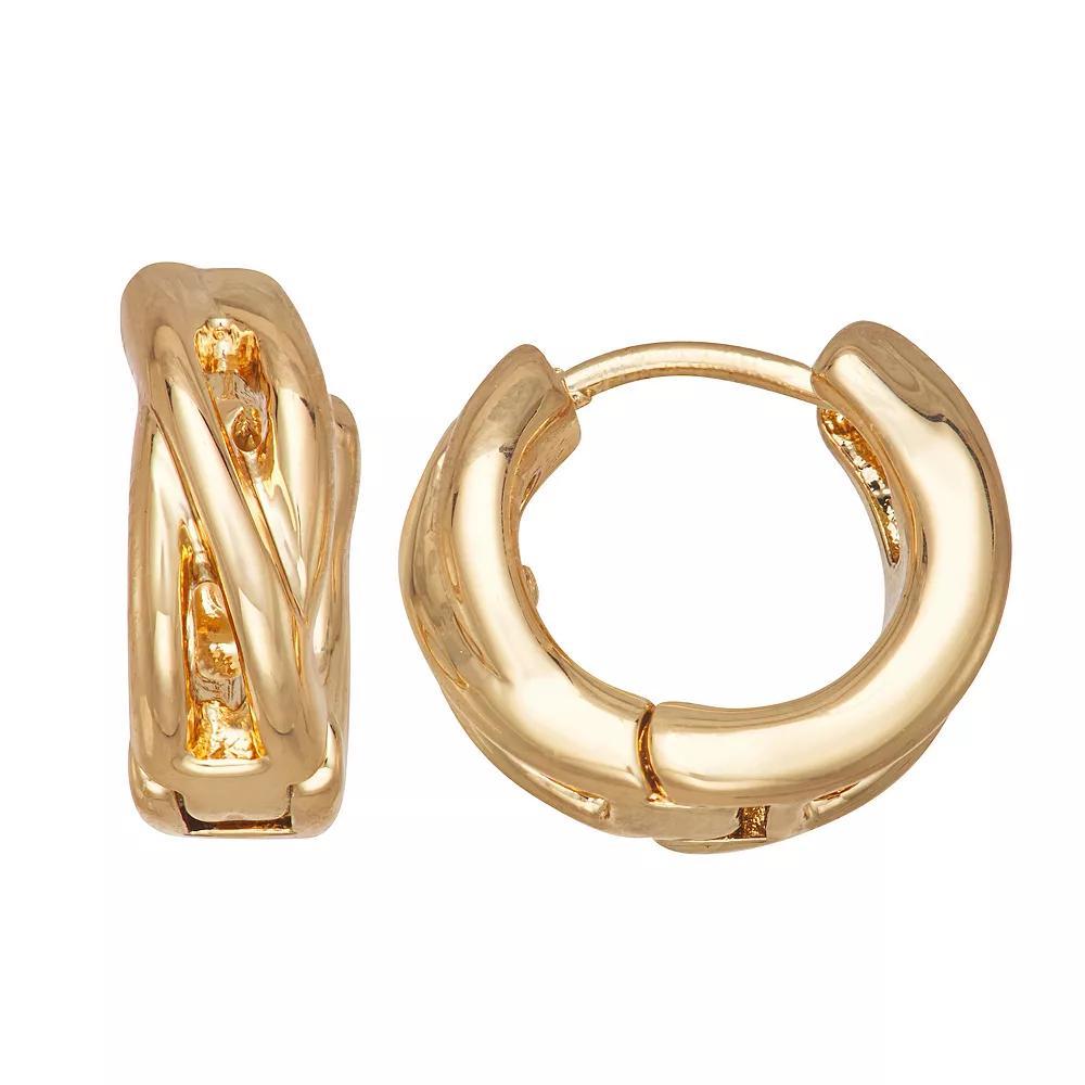 Napier Gold Tone Gold Rings Huggie Hoop Earrings, Women's Product Image