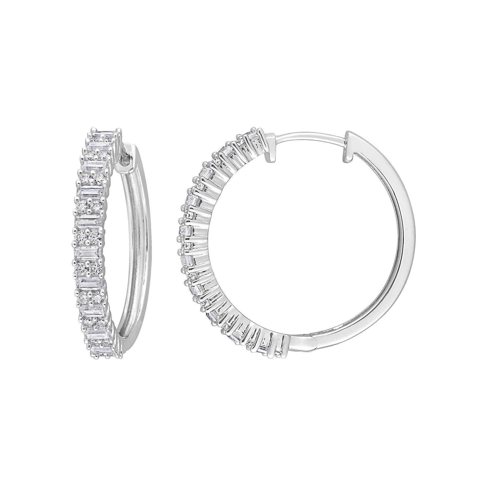 Stella Grace Sterling Silver Lab-Created Moissanite Hoop Earrings, Women's Product Image