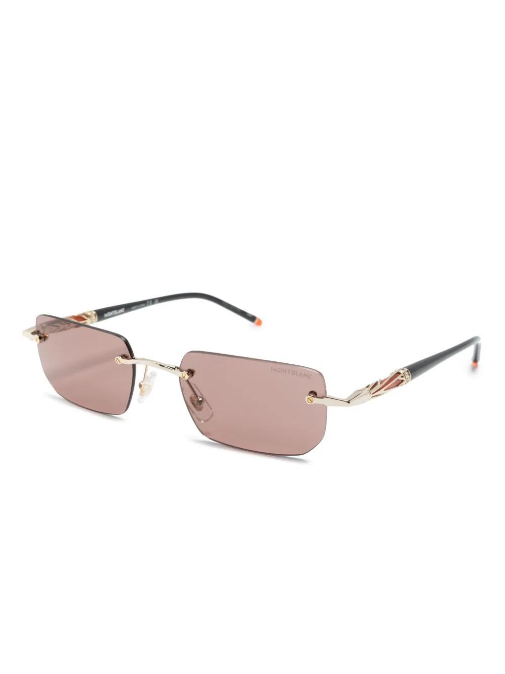 MONTBLANC Rimless Rectangle-frame Sunglasses In Black Product Image