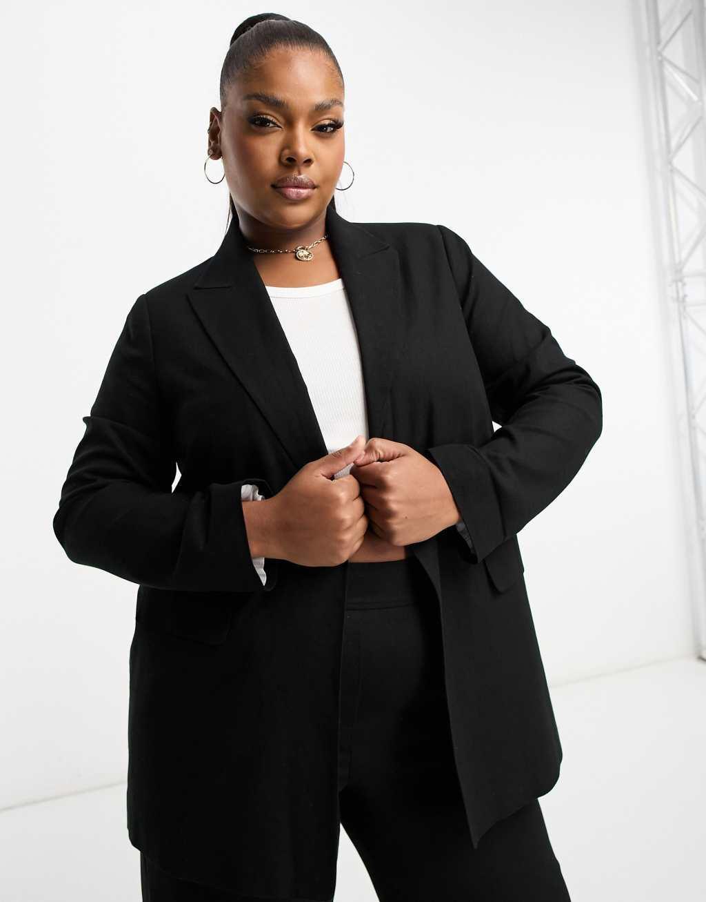 Yours linen blazer in black  Product Image
