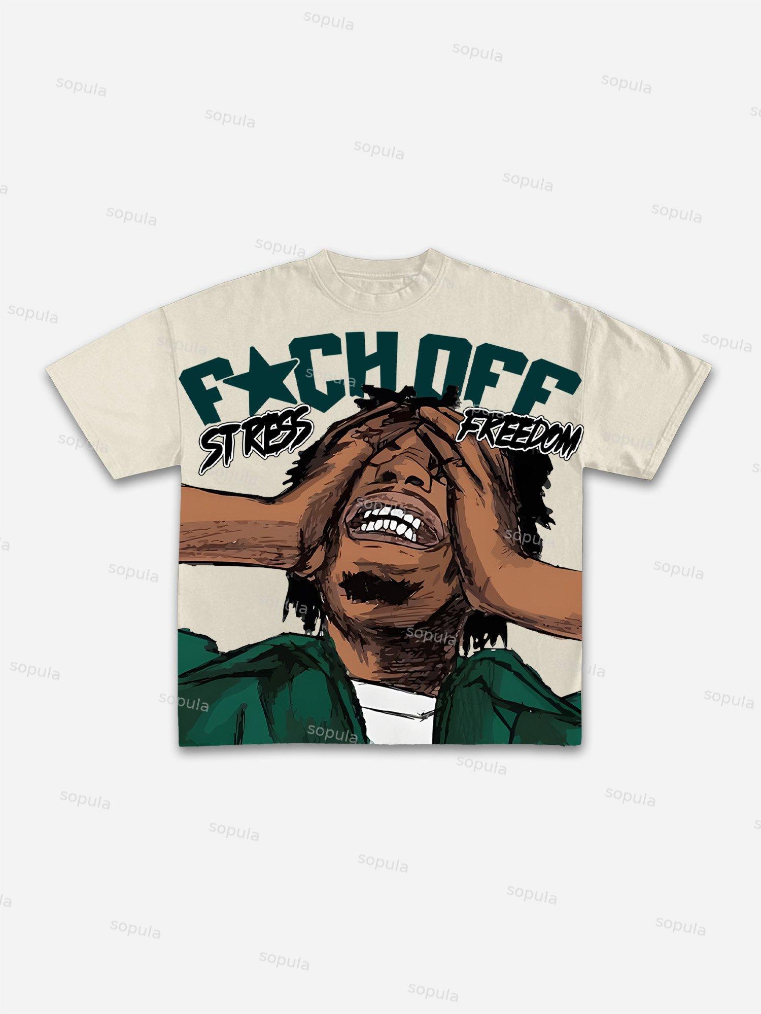 Vintage Stress Freedom Print Graphic T-Shirt Product Image