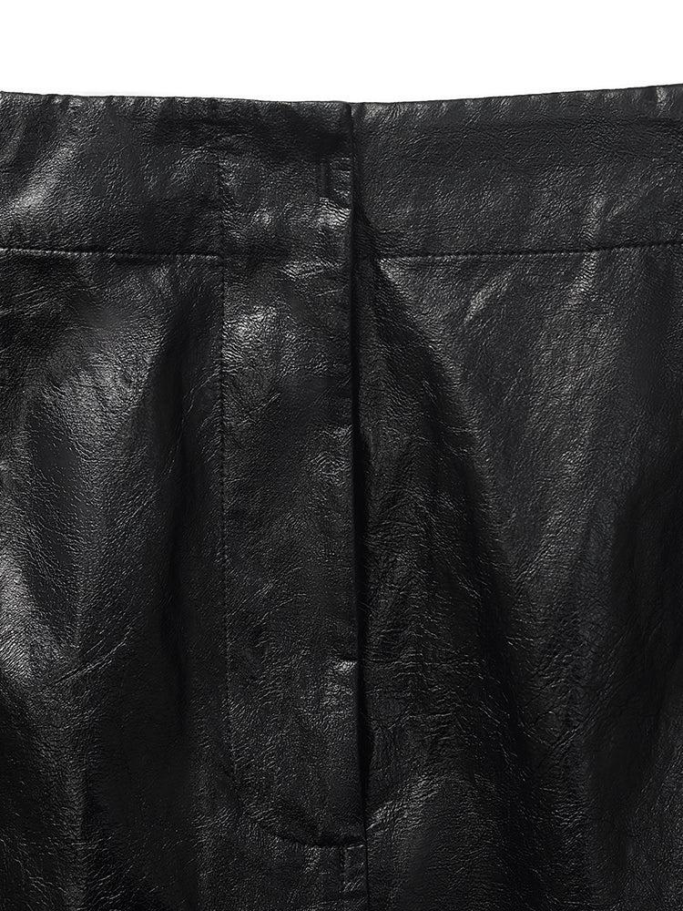 PU Leather Slit Women Column Skirt Product Image