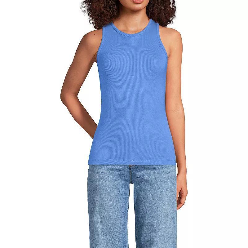 Women's Lands' End Drapey Rib Fitted Tank Top, Size: Medium, Gray Grey Product Image
