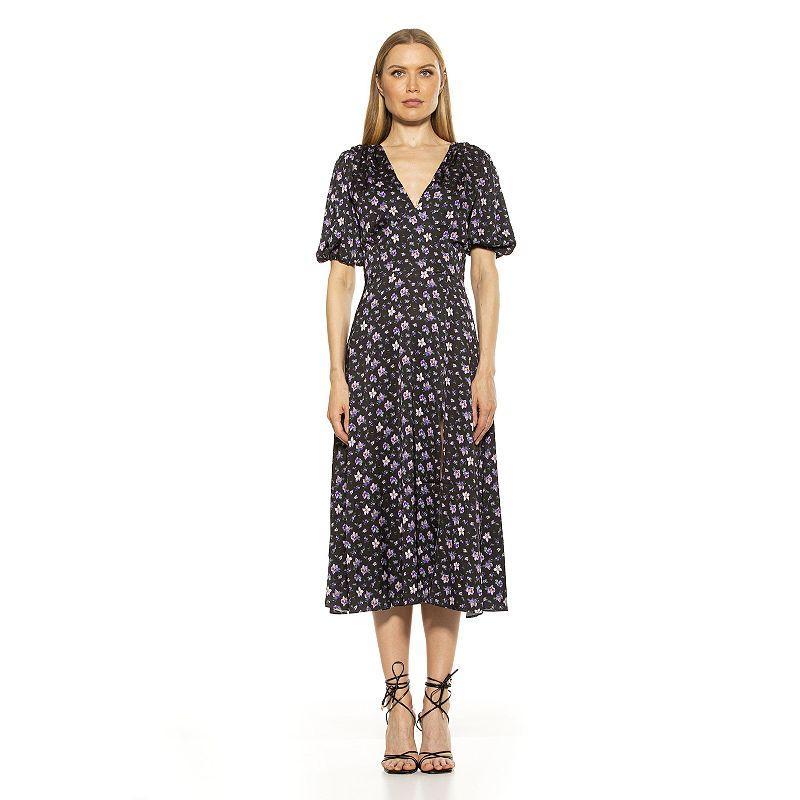 Women's ALEXIA ADMOR Puff-Sleeve Fit & Flare Dress, Size: 10, Brown Floral Product Image