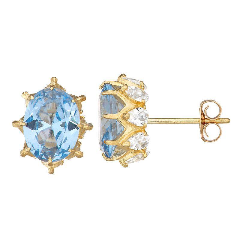 Designs by Gioelli 10k Gold Gemstone Oval Crown Stud Earrings, Women's, Peridot Product Image