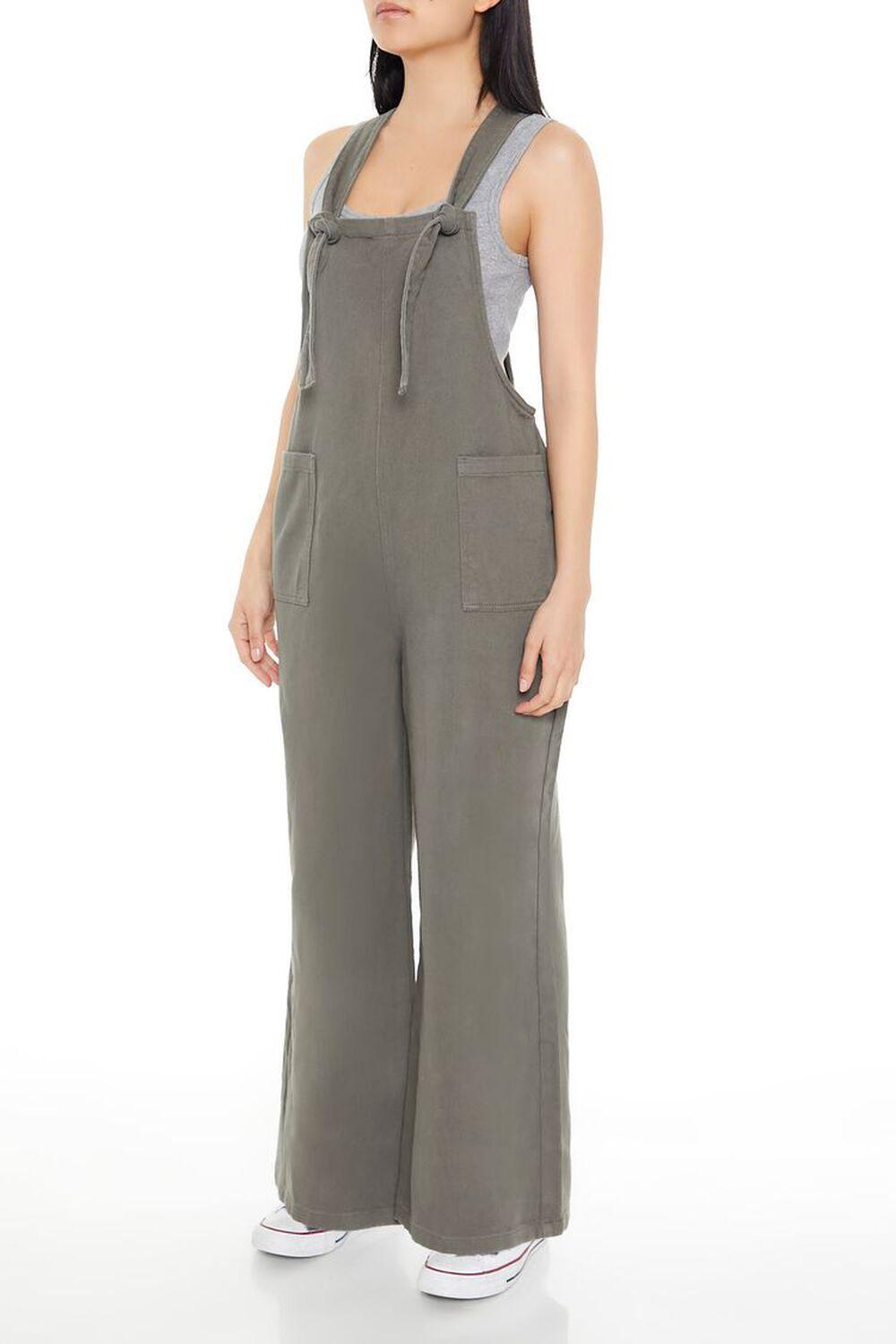 Knotted Twill Wide-Leg Overalls | Forever 21 Product Image