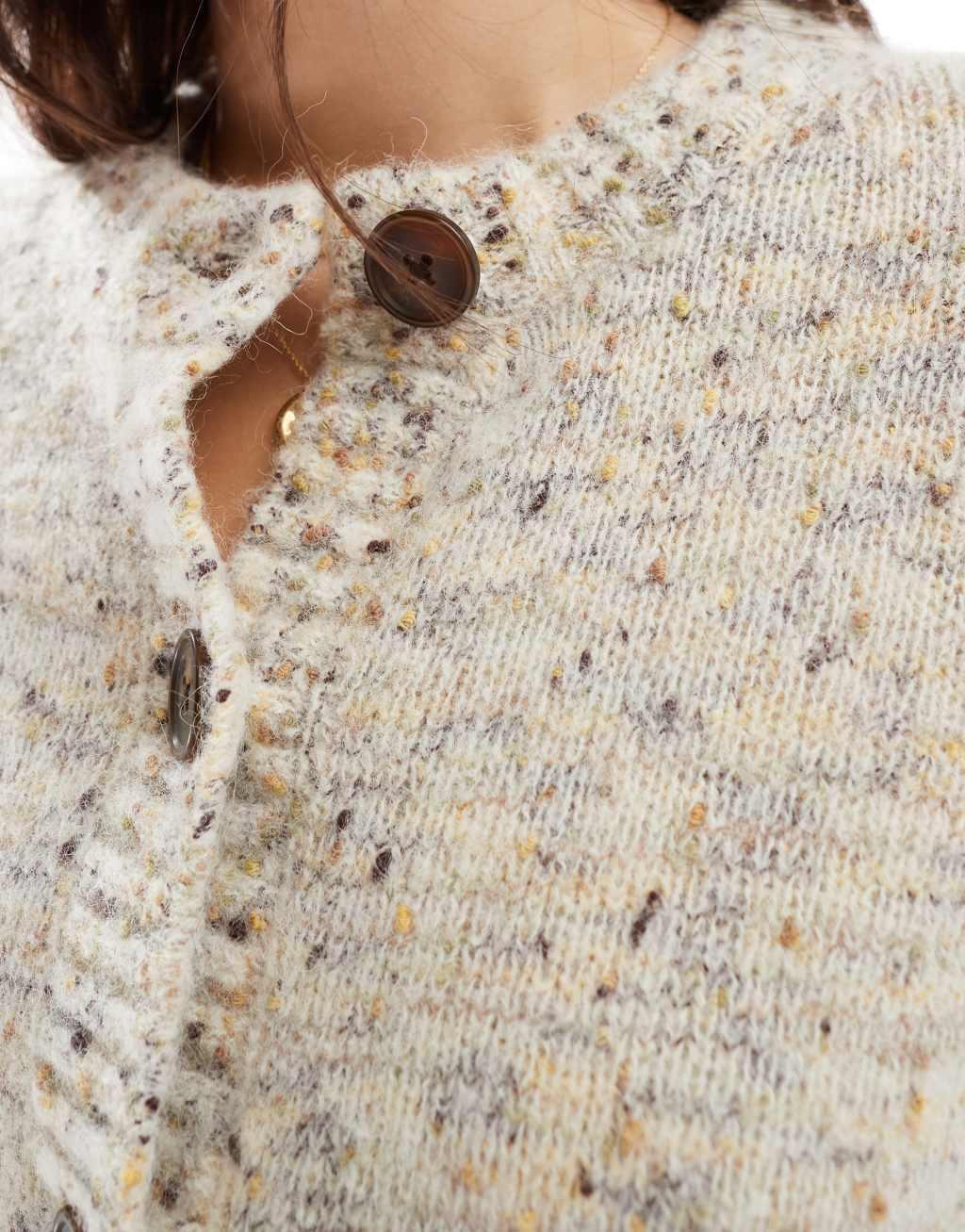 & Other Stories alpaca blend textured knit cardigan in beige melange Product Image