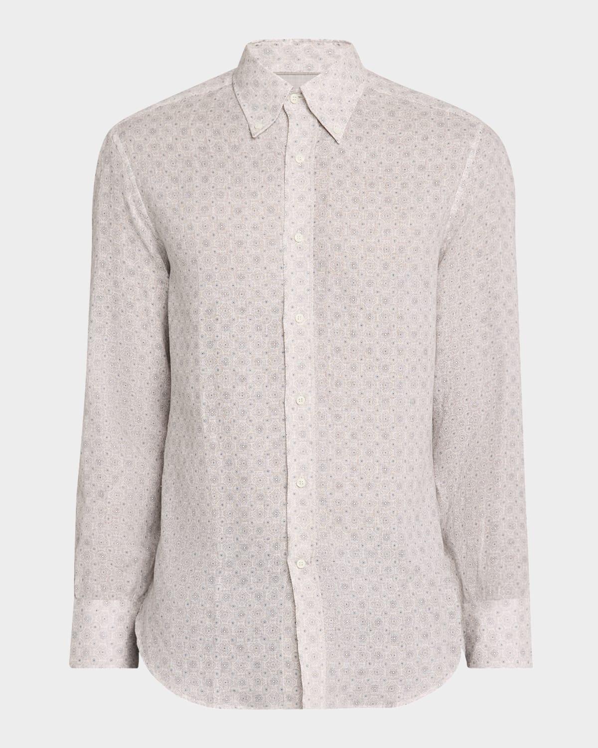 Mens Linen Medallion Casual Button-Down Shirt Product Image