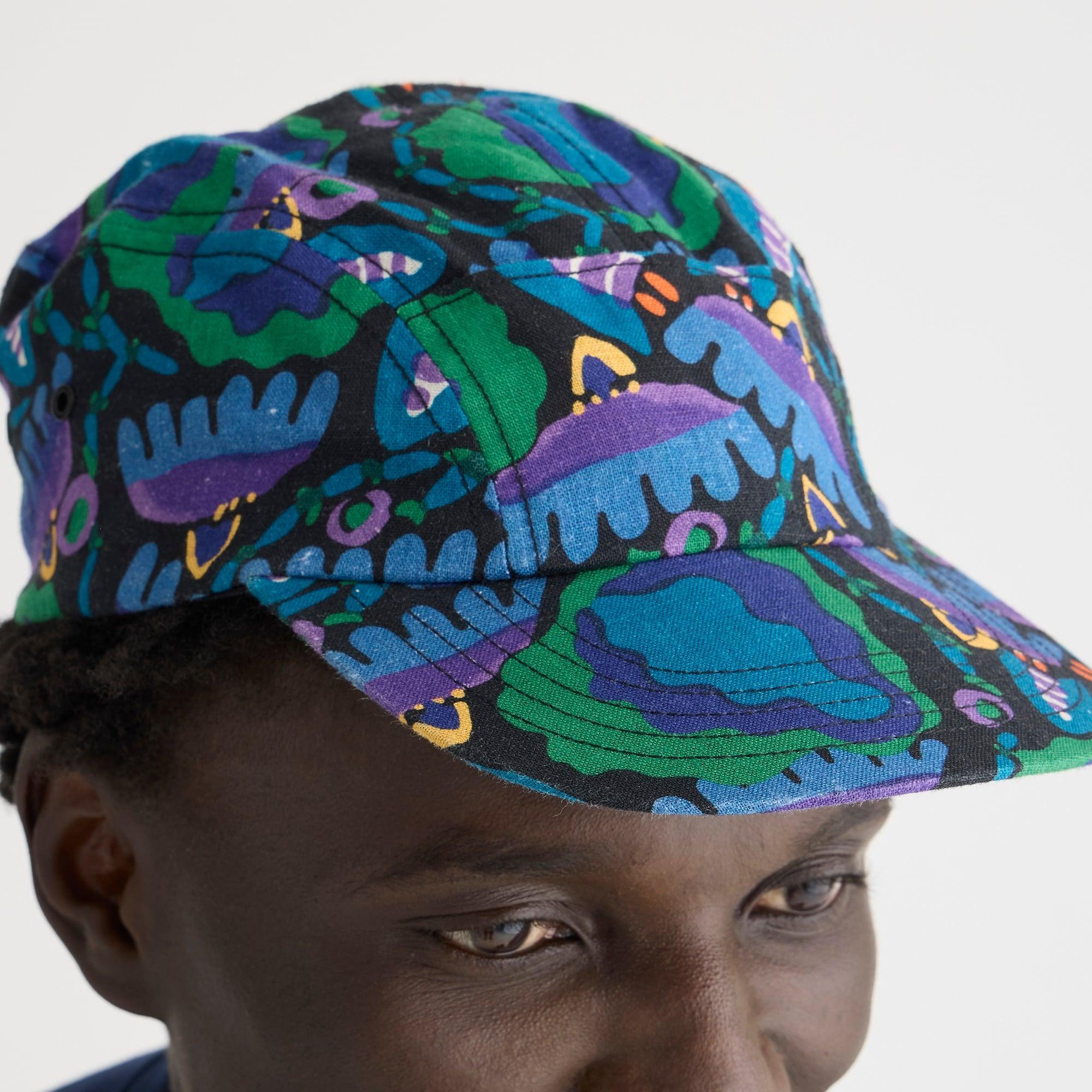 Three-panel printed linen cap Product Image
