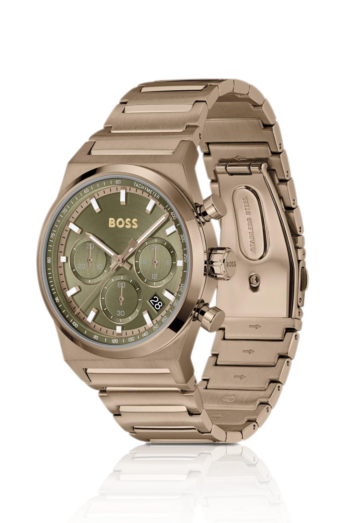 BOSS - Gold-tone chronograph watch with link bracelet Product Image