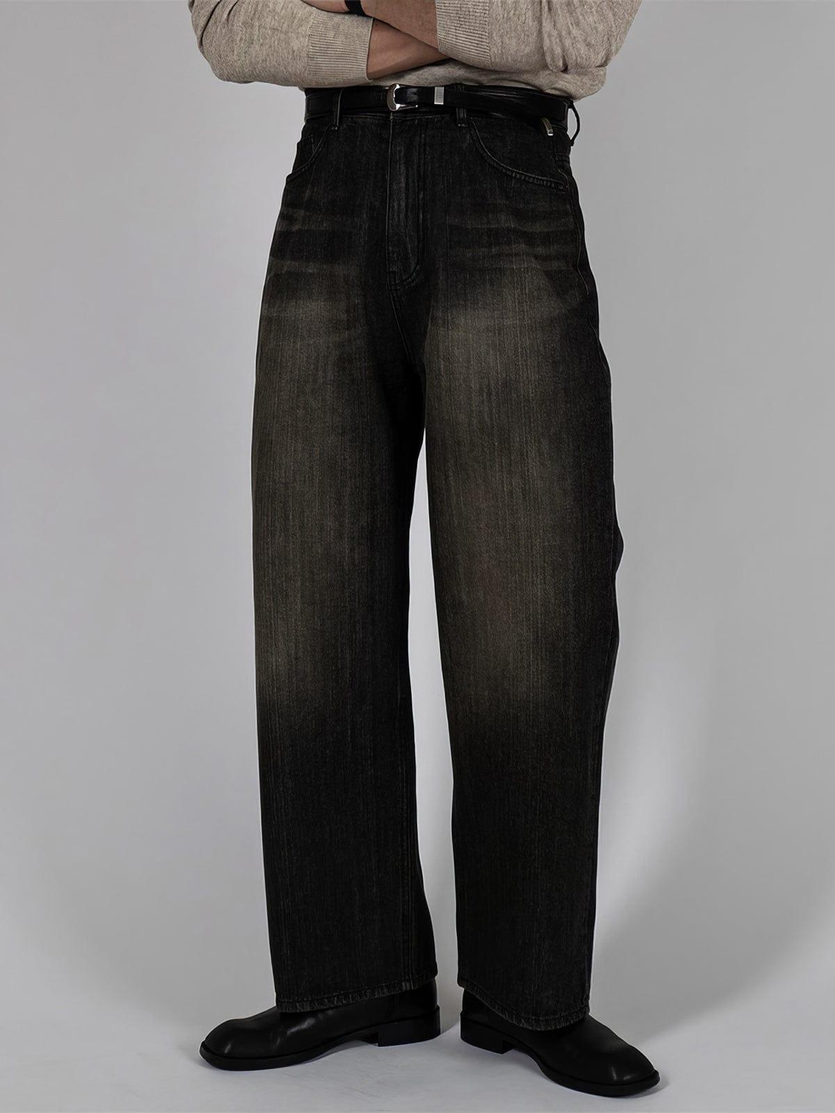 RT No. 12448 WASHED BLACK STRAIGHT DENIM JEANS Product Image
