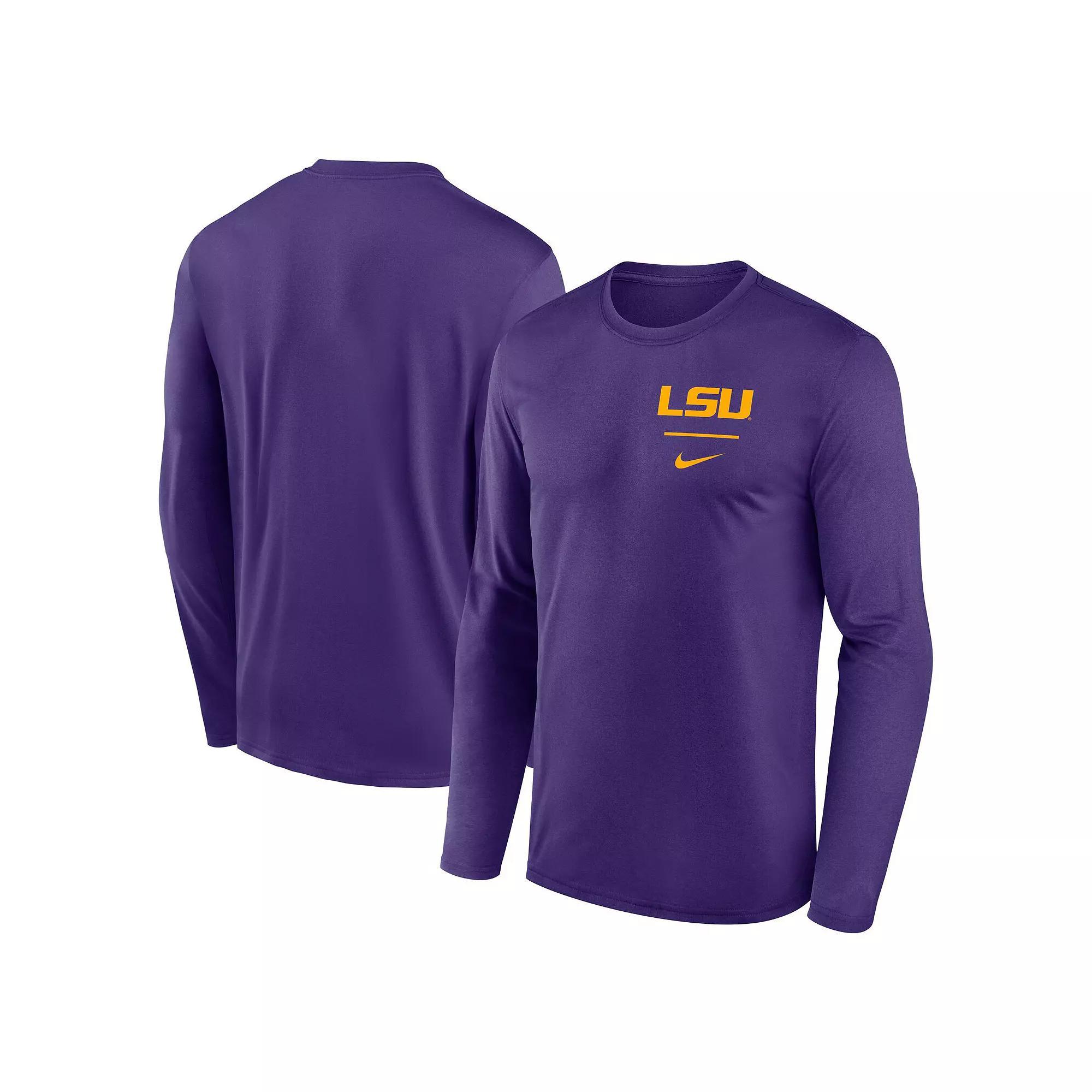 Men's Nike Purple LSU Tigers Primary Stack Legend Long Sleeve T-Shirt, Size: Large Product Image