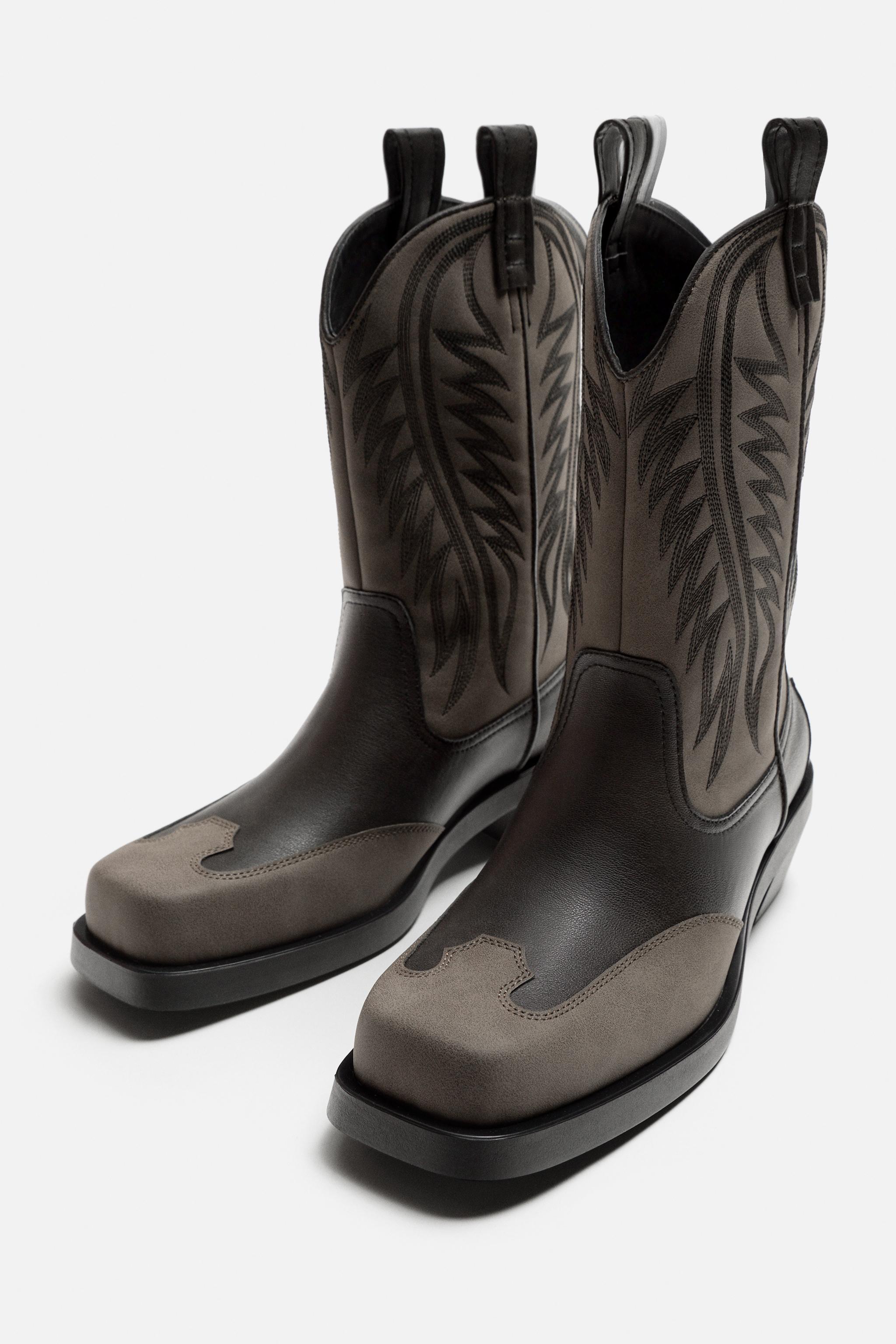 TOPSTITCHED COWBOY BOOTS Product Image