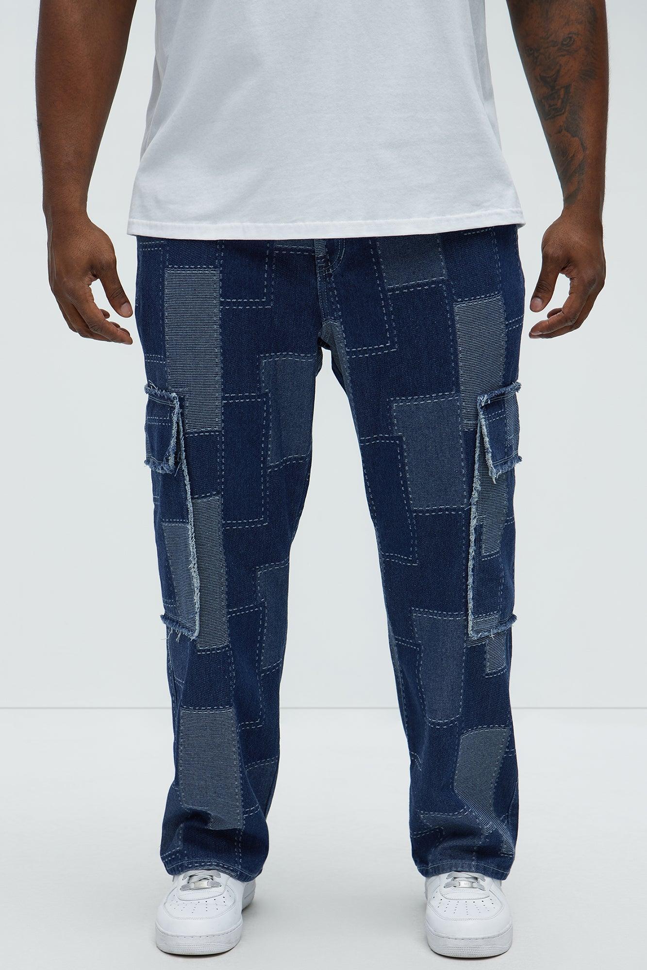 Shibori Patched Straight Jeans - Indigo Product Image
