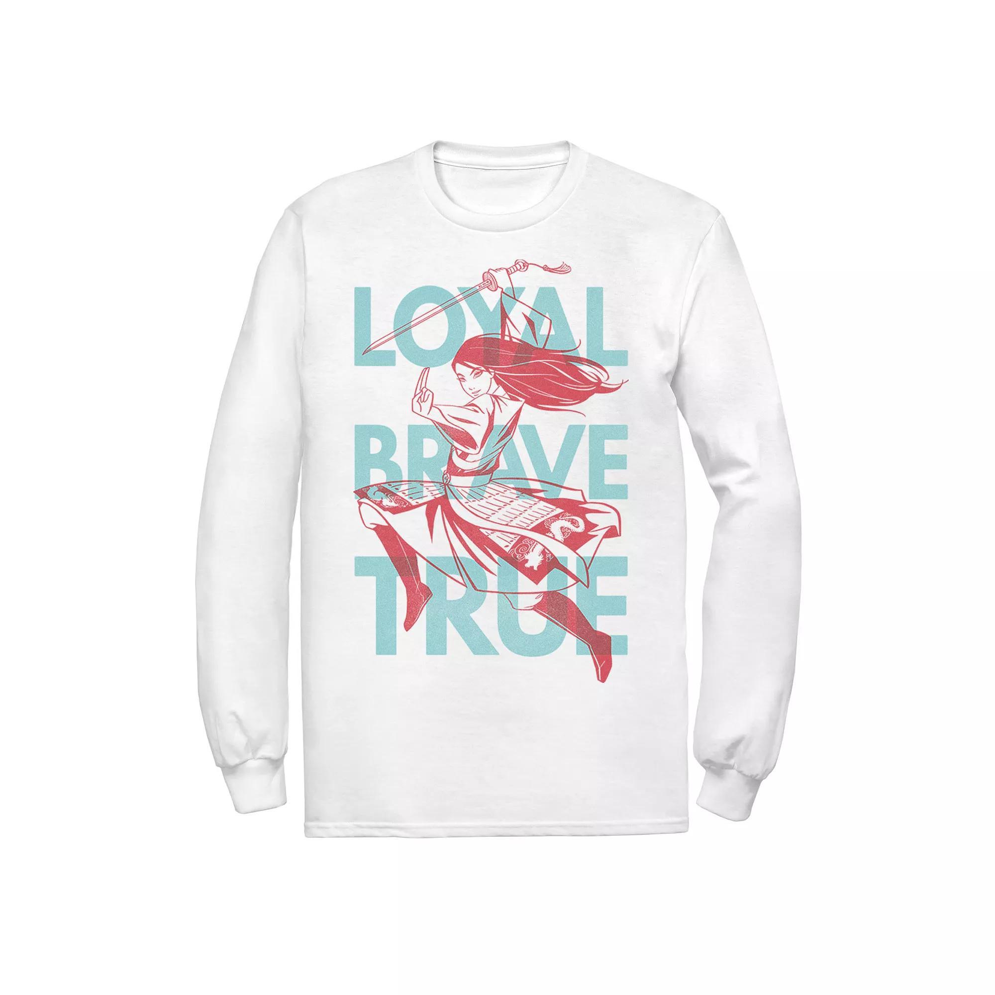 Men's Disney Mulan Live Action Loyal Brave True Text Overlay Tee, Size: Medium, White Product Image