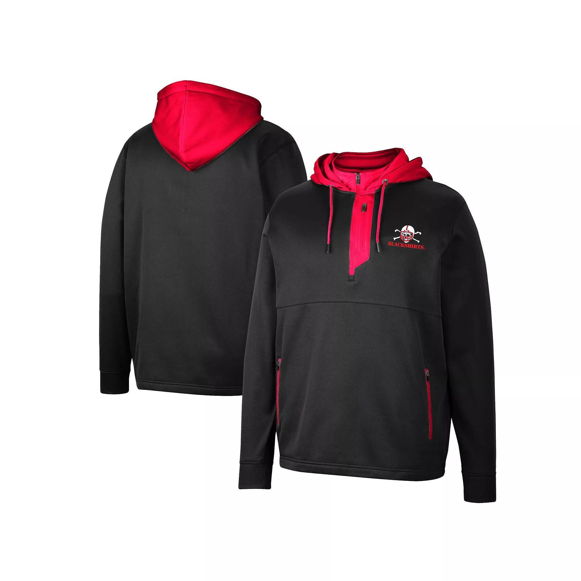 Men's Colosseum Black Nebraska Huskers Luge 3.0 Quarter-Zip Hoodie, Size: Large Product Image