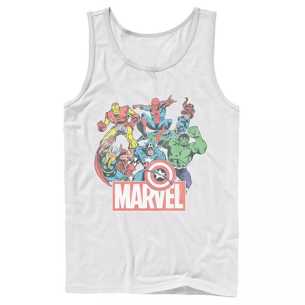 Men's Marvel Avengers Team Retro Comic Vintage Tank Top, Size: Large, White Product Image