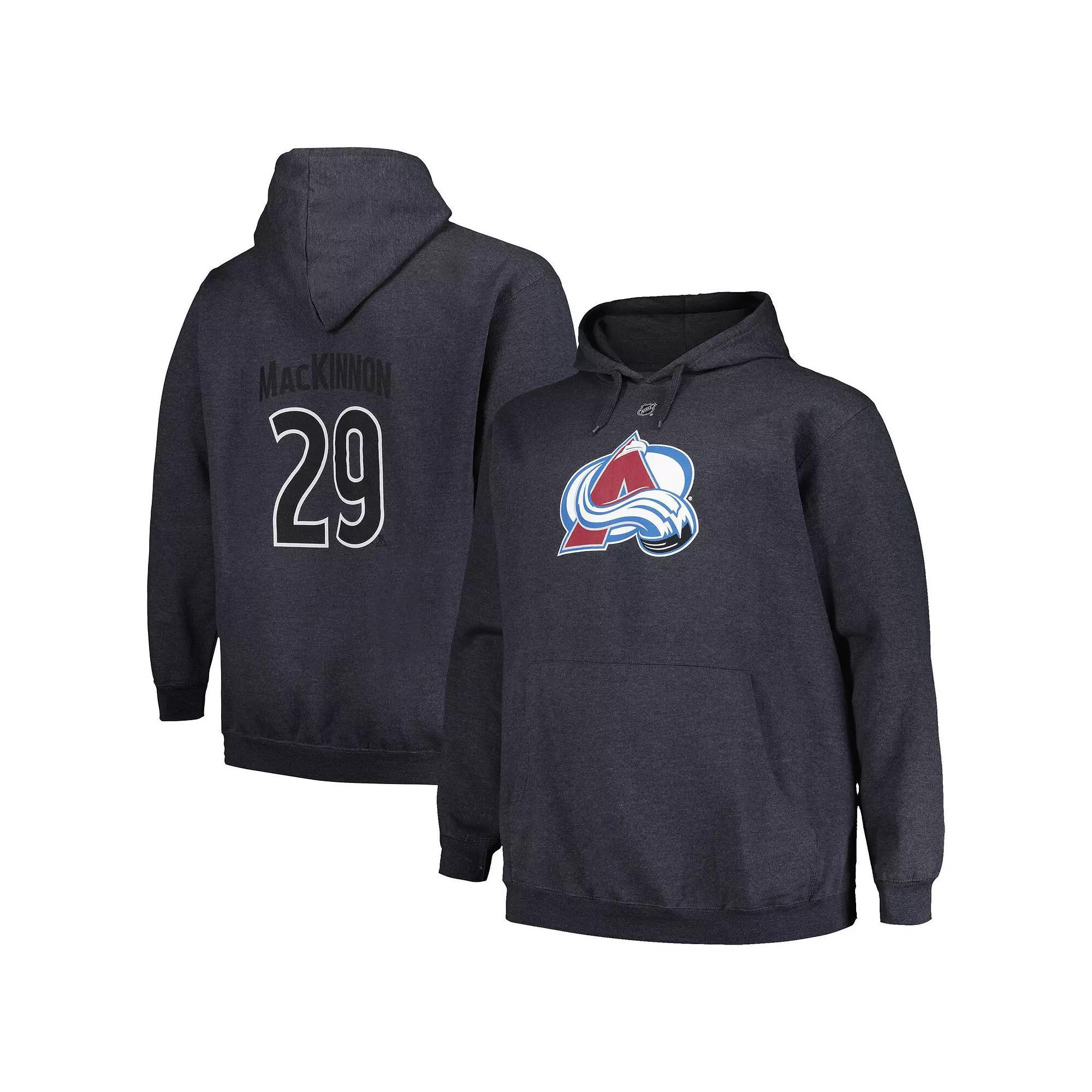 Men's Profile Nathan MacKinnon Charcoal Colorado Avalanche Big & Tall Name & Number Pullover Hoodie, Size: 4XLT Product Image