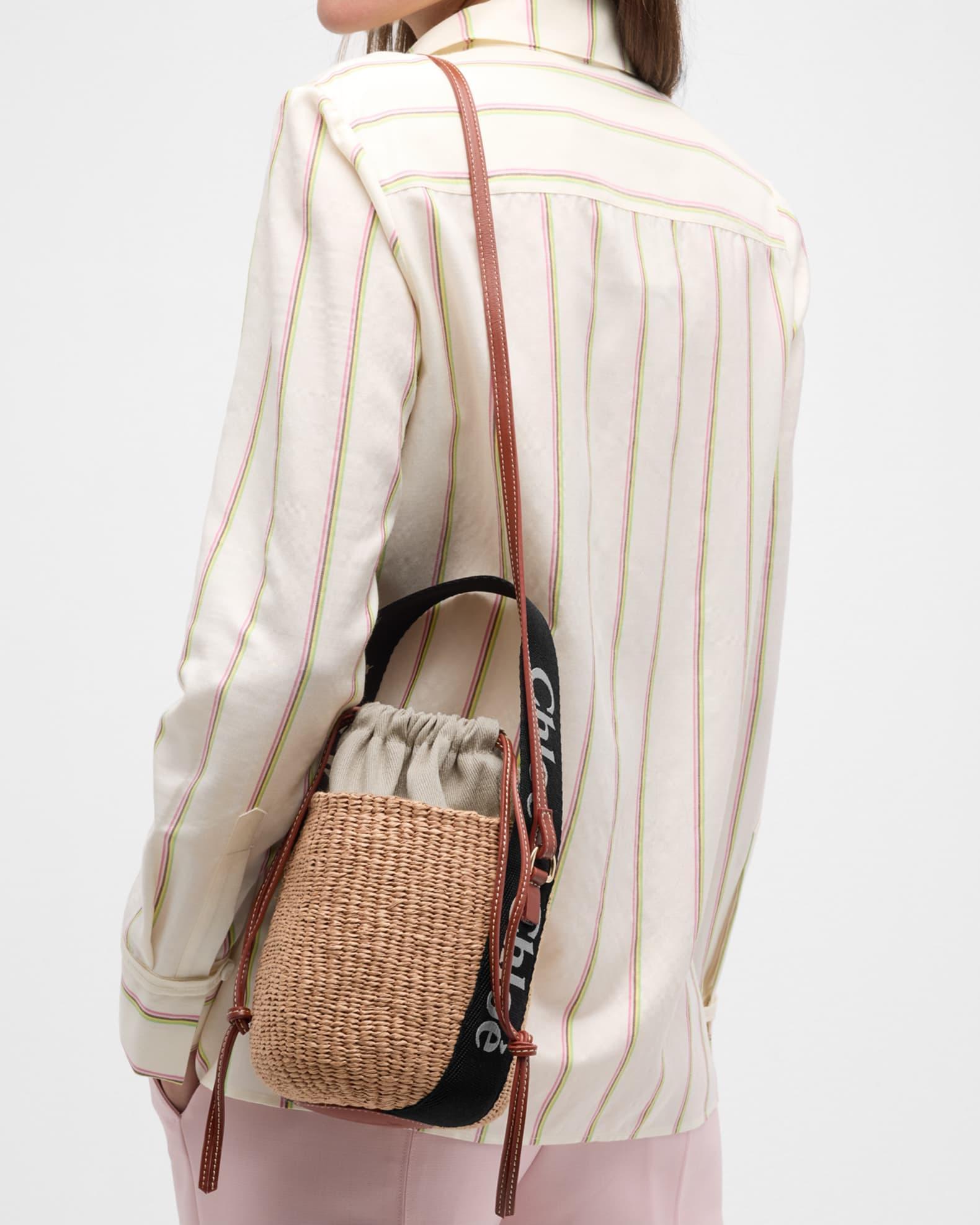 Woody Small Mifuko Basket Bag in Fair Trade Paper Embellished with Linen Product Image