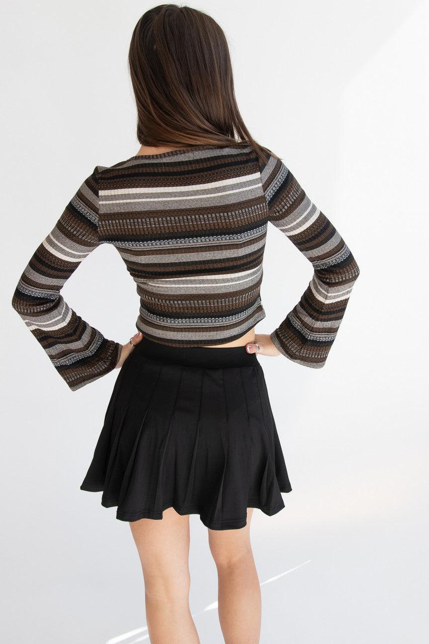 Striped Bell Long Sleeve Top Product Image