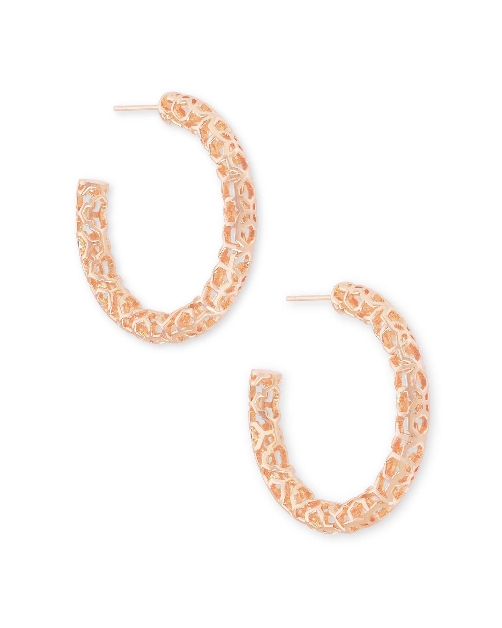 Maggie Small Hoop Earrings in Rose Gold Filigree Product Image