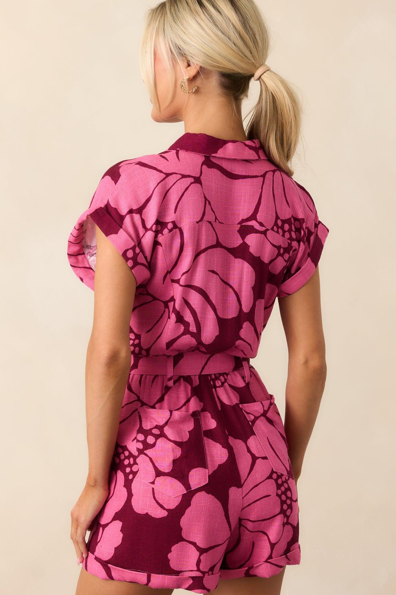 MINKPINK Persephone Berry Floral Belted Playsuit Product Image