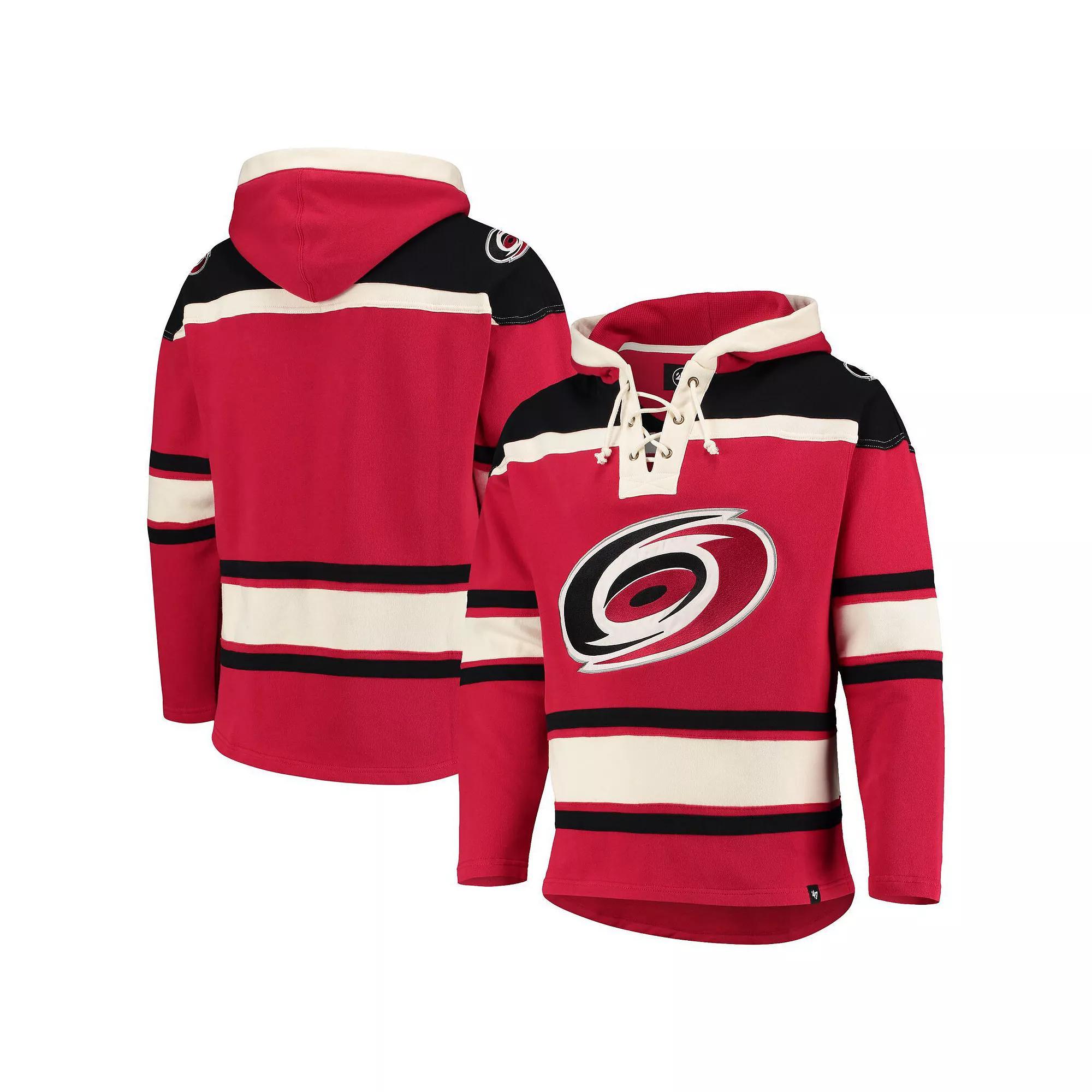 Men's '47 Red Carolina Hurricanes Superior Lacer Pullover Hoodie, Size: Large Product Image