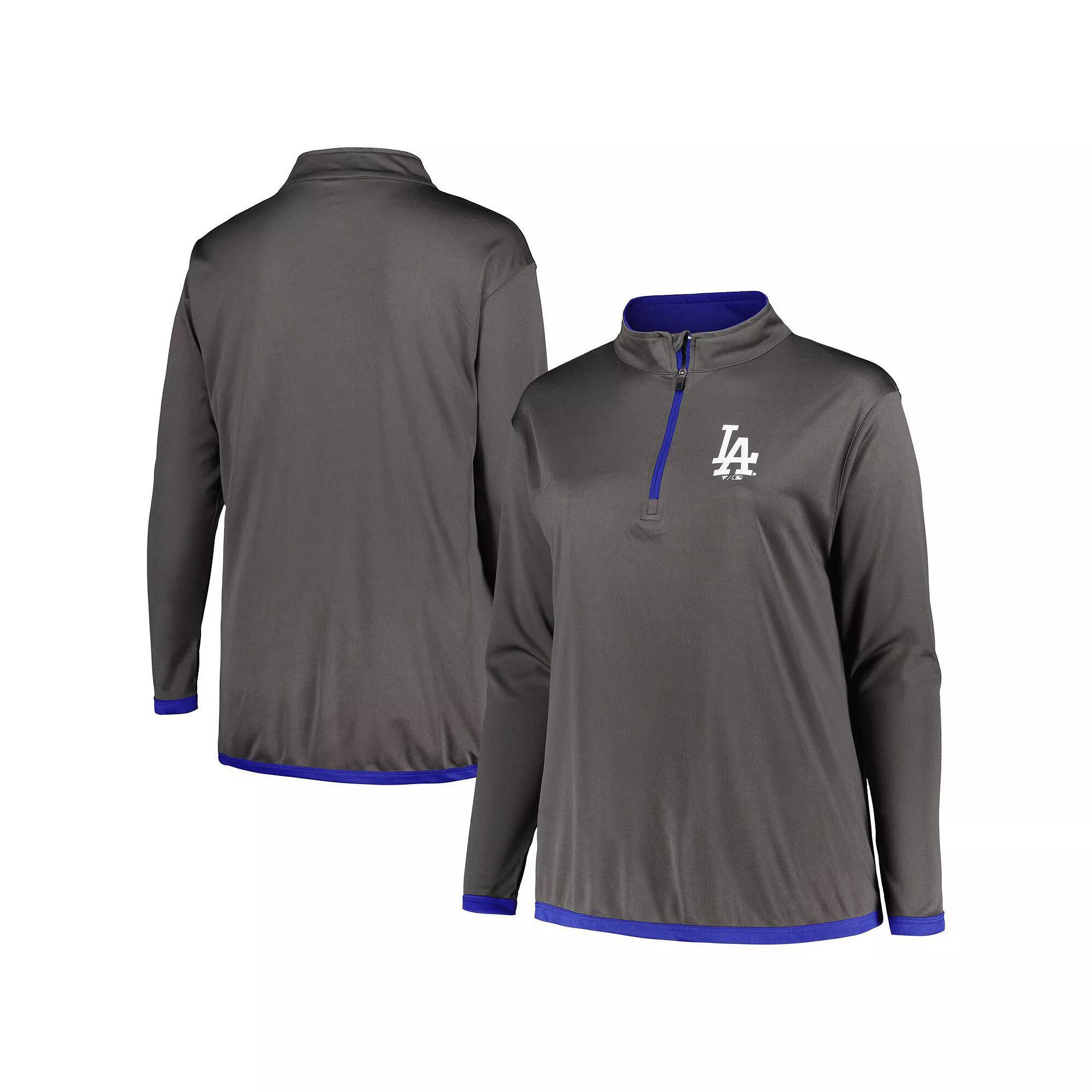 Women's Profile Charcoal Los Angeles Dodgers Plus Size Quarter-Zip Jacket, Size: 4XL Product Image