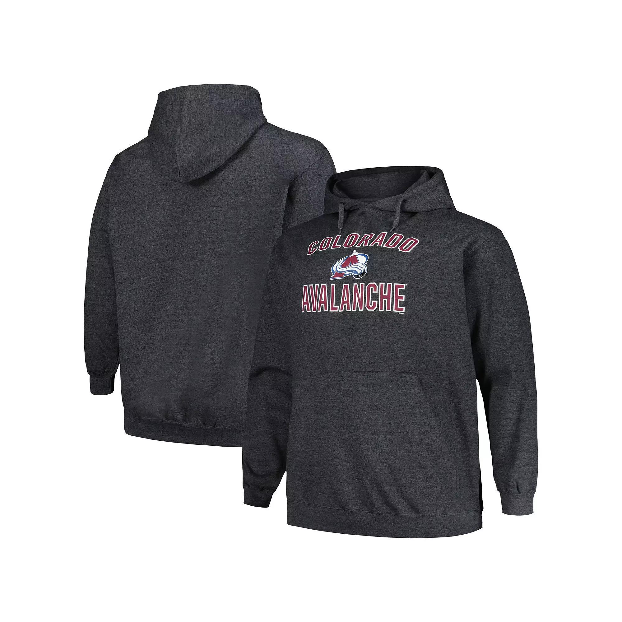 Men's Profile Heather Charcoal Colorado Avalanche Big & Tall Arch Over Logo Pullover Hoodie, Size: 4XLT Product Image