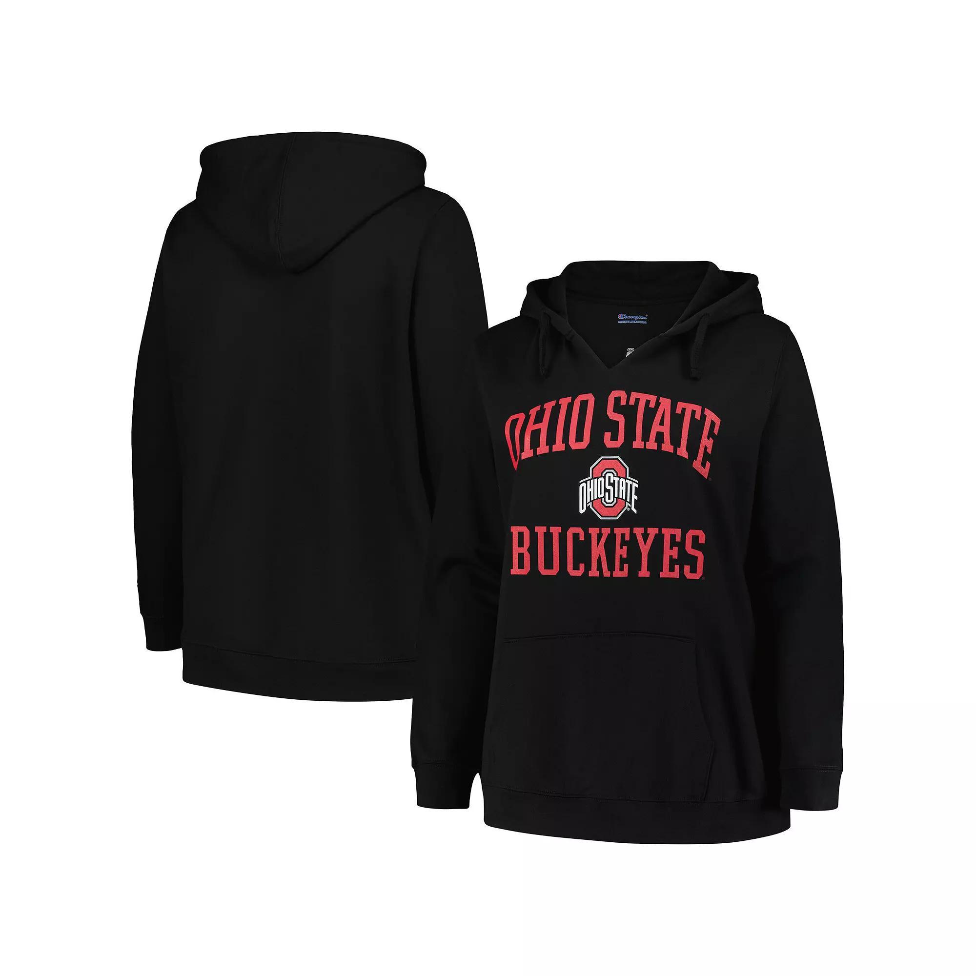 Women's Champion Black Ohio State Buckeyes Plus Size Heart & Soul Notch Neck Pullover, Size: 2XL Product Image