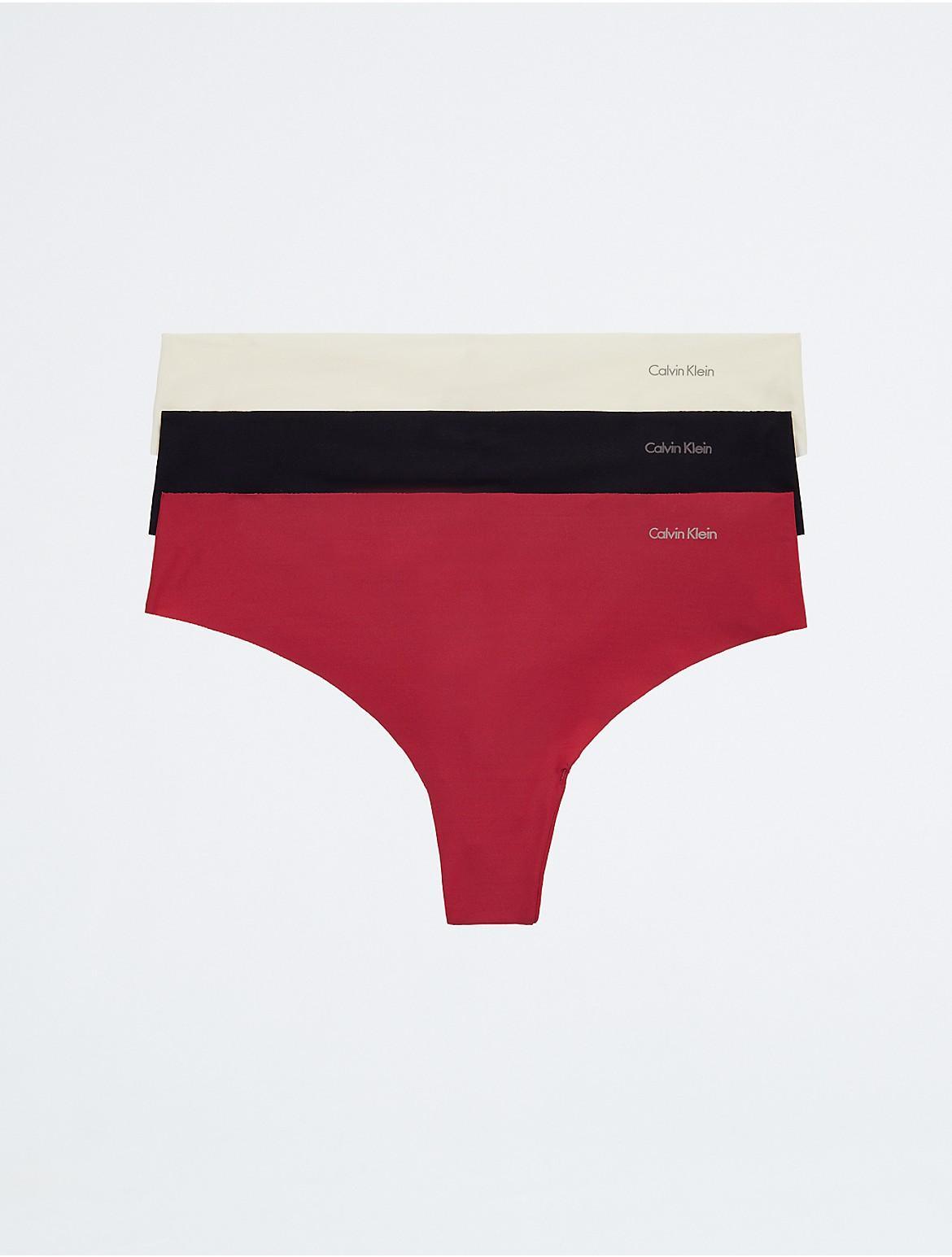 Women's Calvin Klein 3-pk. Invisibles Seamless Thong Panty Set QD3558, Size: XL, Black Speakeasy Bare Product Image