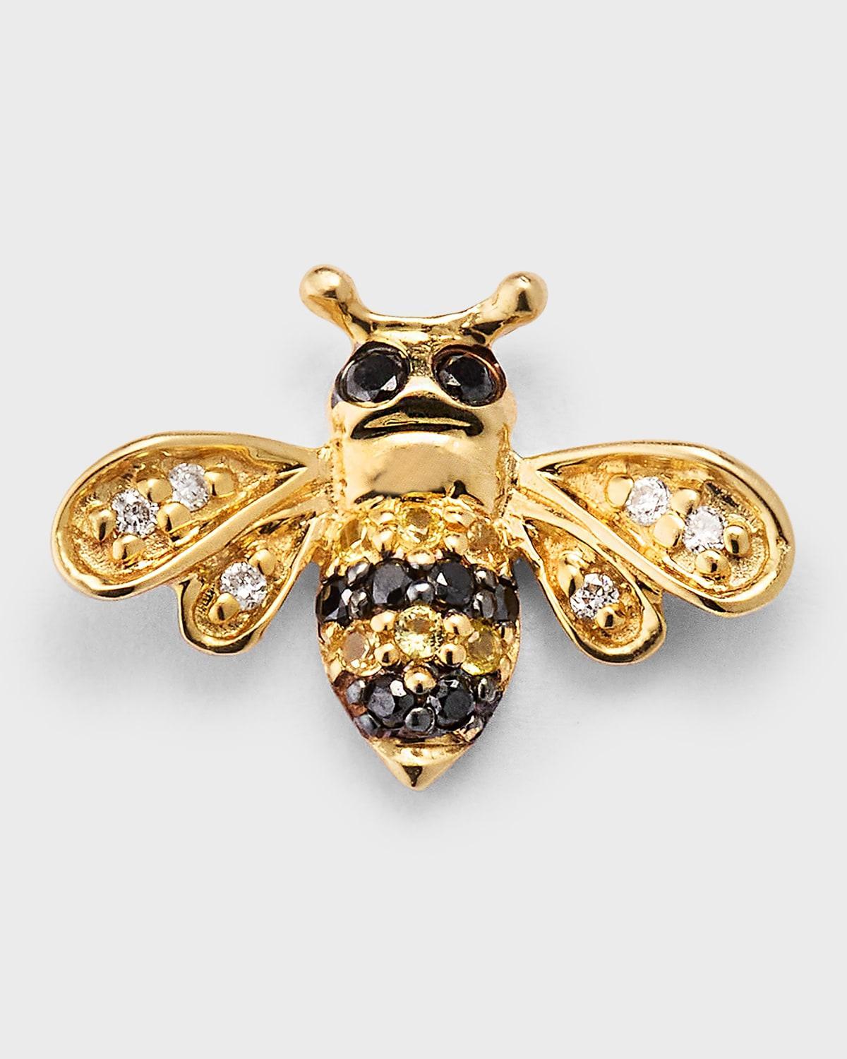 Womens Two-Tone Diamond, Yellow & 14K Yellow Gold Bee Single Stud Earring Product Image