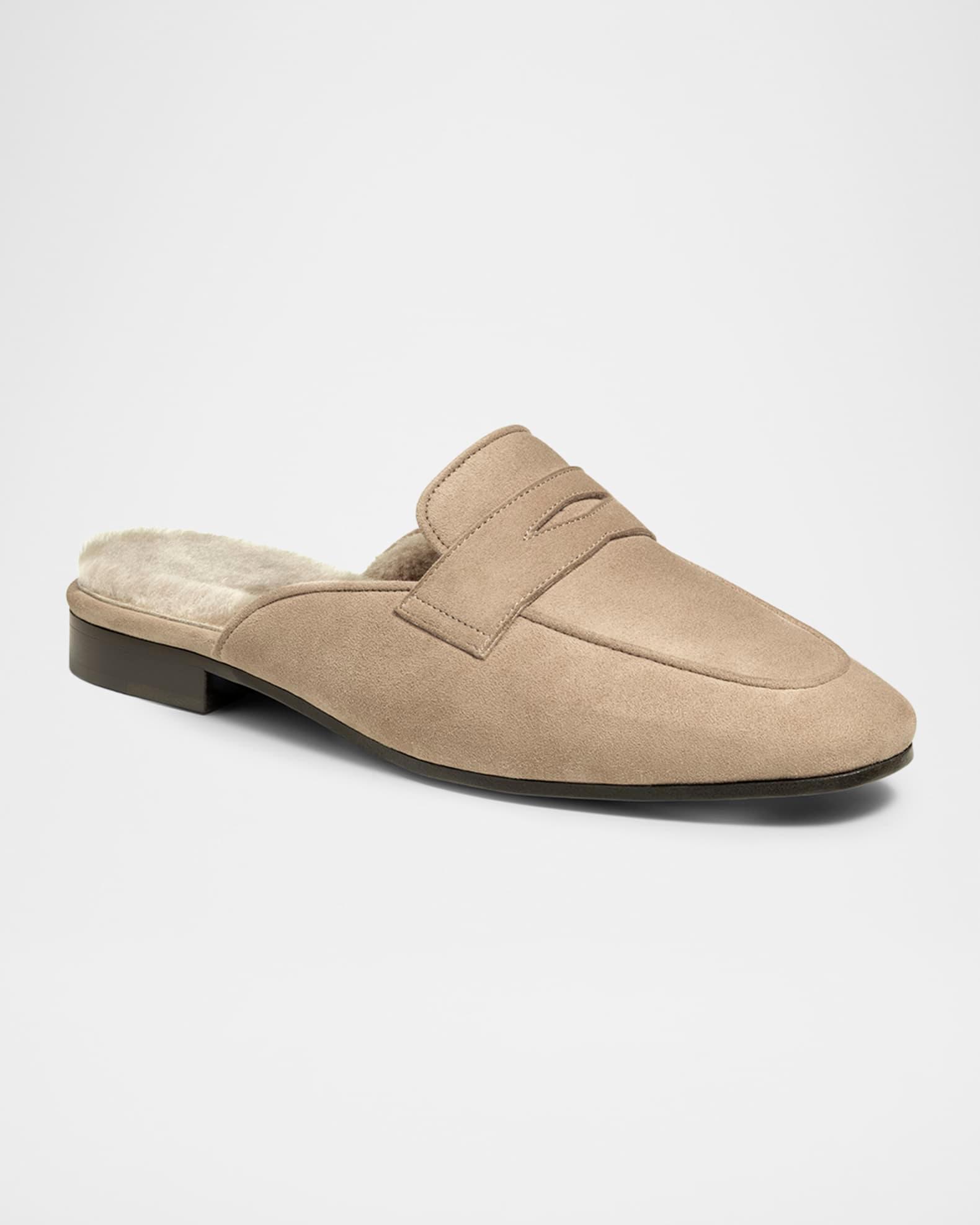 Palissandro Suede Shearling-Lined Penny Slippers Product Image