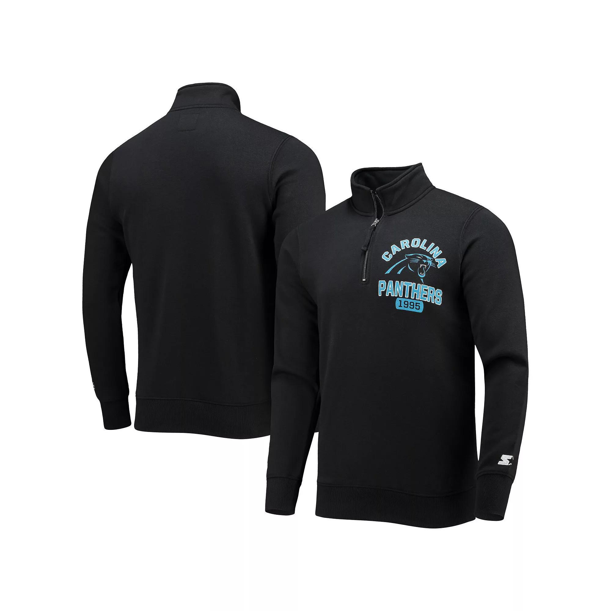 Men's Starter Black Carolina Panthers Heisman Quarter-Zip Jacket, Size: 2XL Product Image