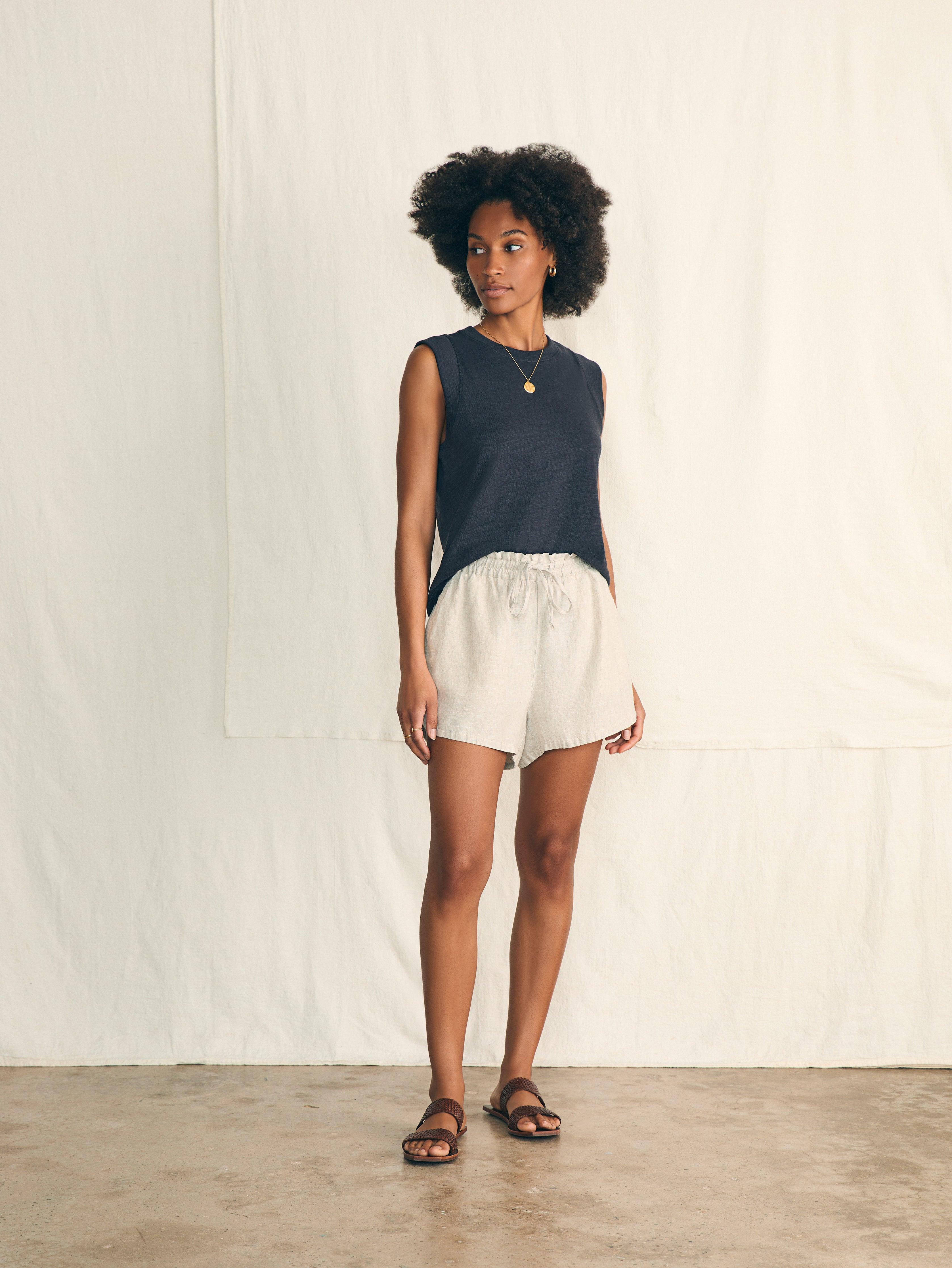 Laguna Linen Tie Waist Short - Flax Female Product Image