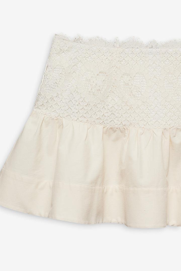 Doily Lace Mini Skirt — Ivory Product Image