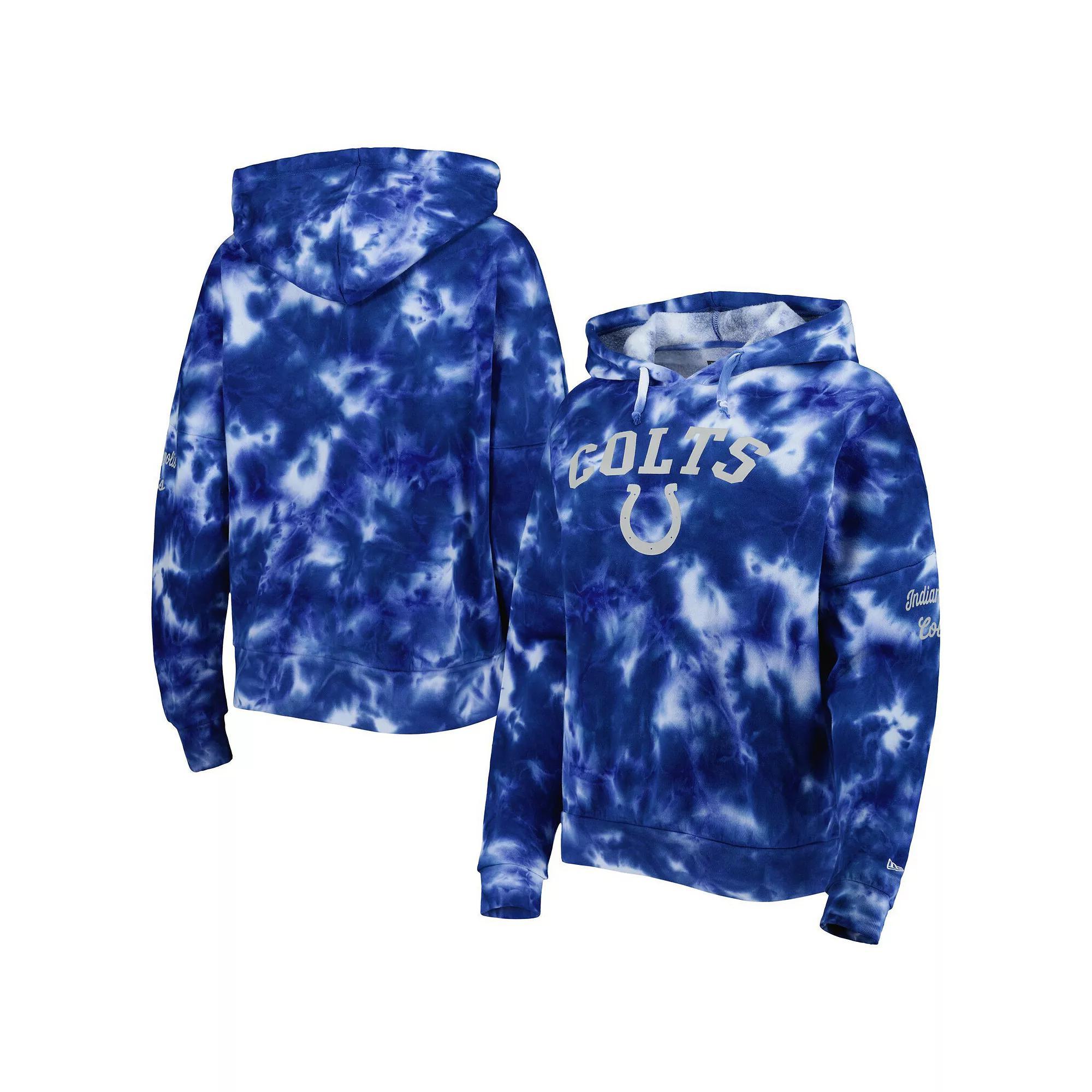 Women's New Era Royal Indianapolis Colts Cloud Dye Fleece Pullover Hoodie, Size: Small, Blue Product Image