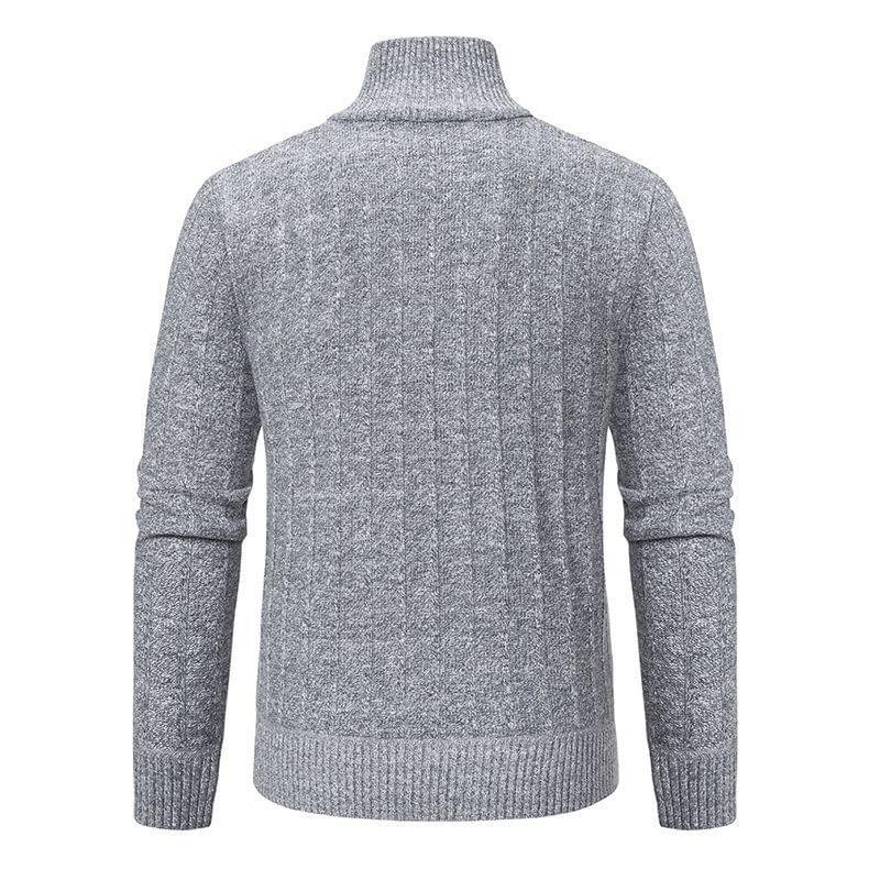 Mock Neck Half Zip Plain Sweater Product Image
