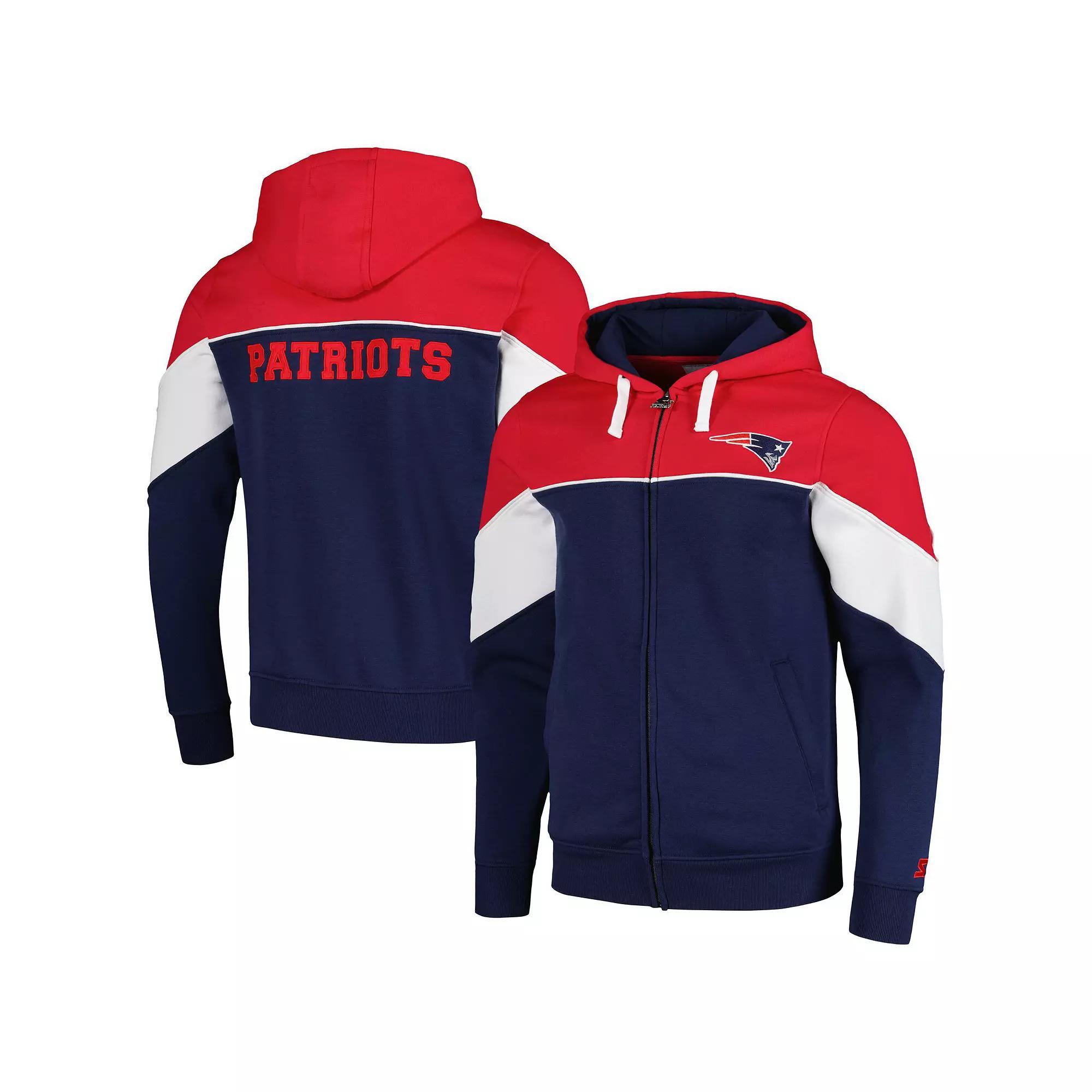 Men's Starter Navy/Red New England Patriots Running Back Full-Zip Hoodie, Size: XL, Blue Product Image