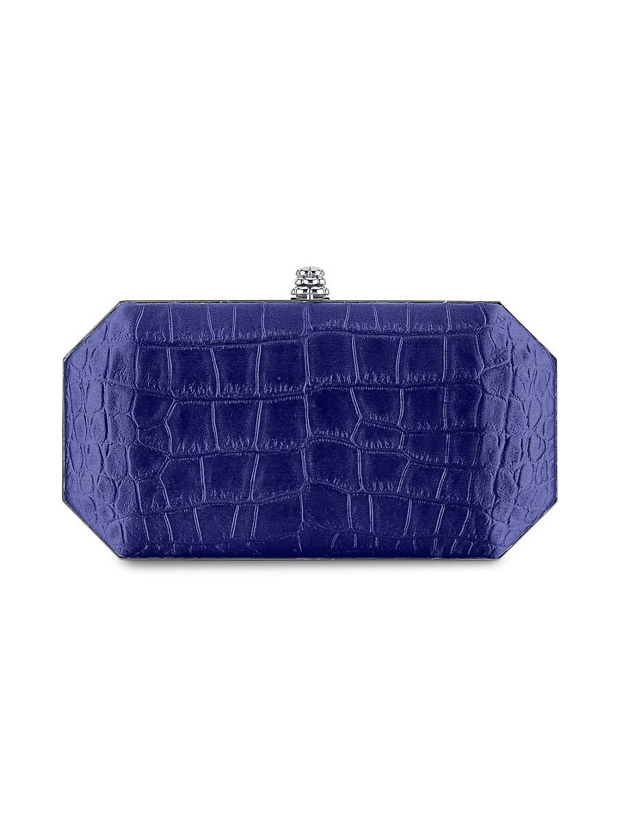 Womens Perry Clutch Small in Stamped Satin with Gold Hardware Product Image