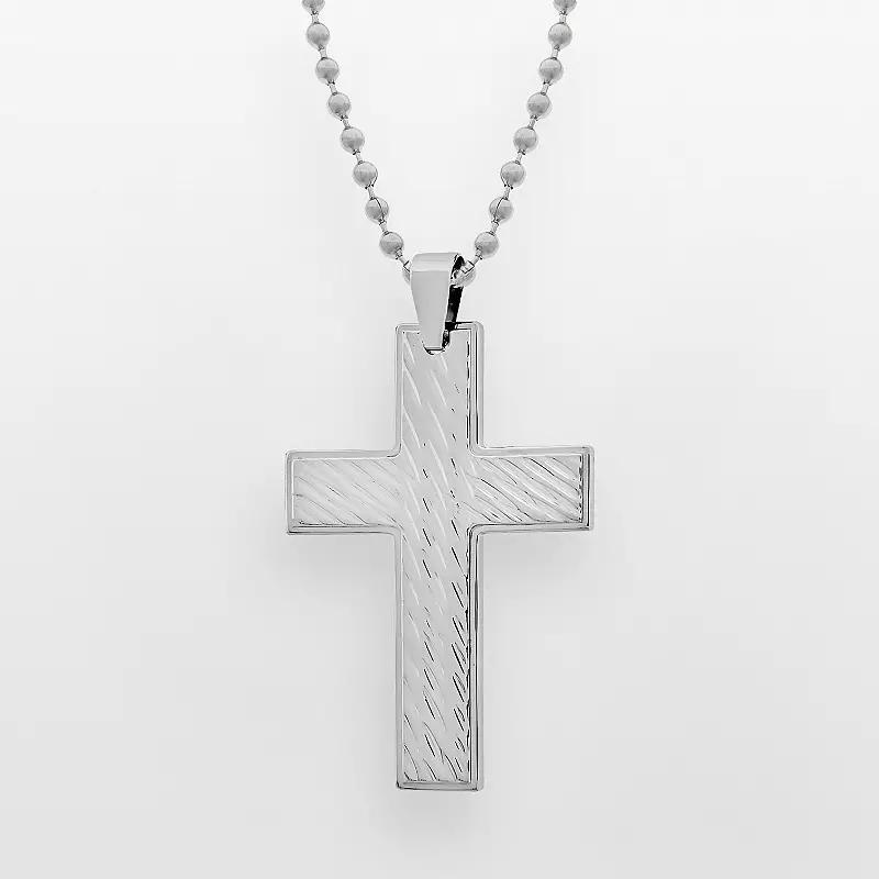 LYNX Stainless Steel Cross Pendant - Men, Mens Silver Product Image