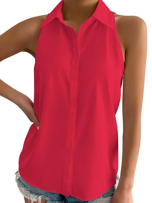 Loose Plus Size Solid Color Split-Joint Lapel Blouses Product Image