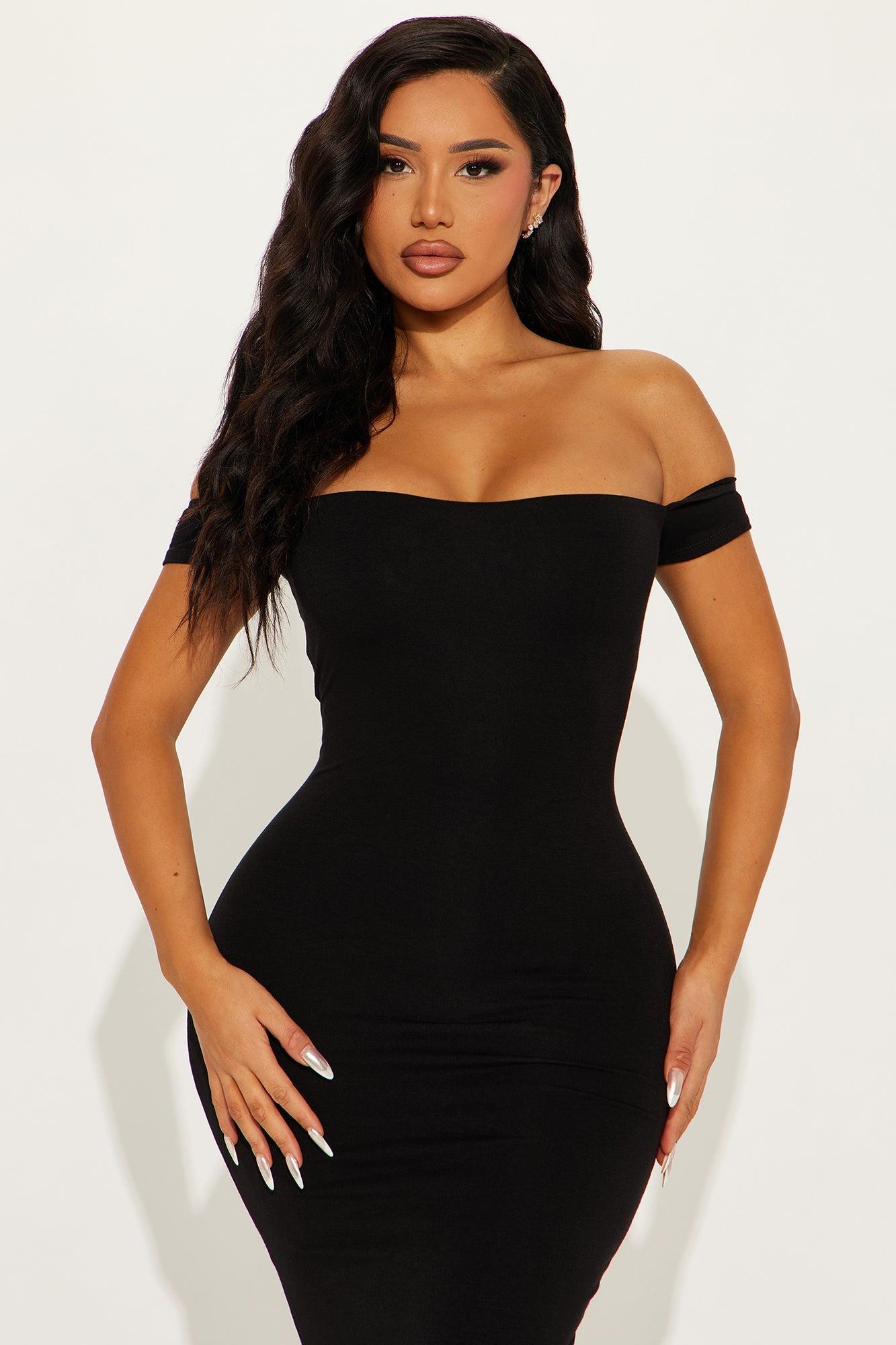 Mina Smooth Double Lined Maxi Dress - Black Product Image