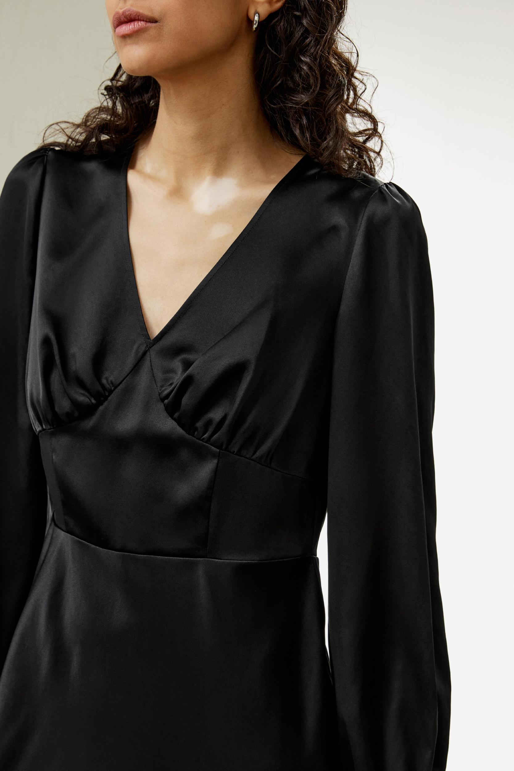 V-Neck Silk Waisted Dress Product Image