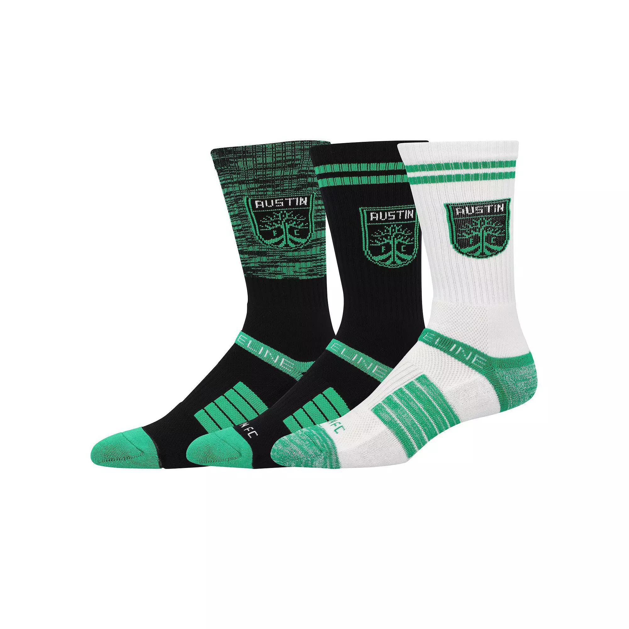 Men's Strideline Austin FC Premium 3-Pack Knit Crew Socks Set, Size: Medium/Large, Afc Team Product Image